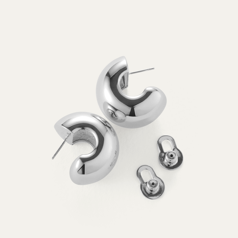 Gemma Hoops Earrings- Silver