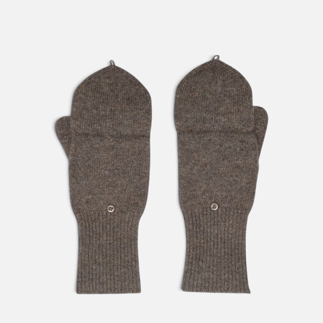 Shop Rescue Spa brown cashmere pop top gloves with convertible mitten covers and button detail for easy use.