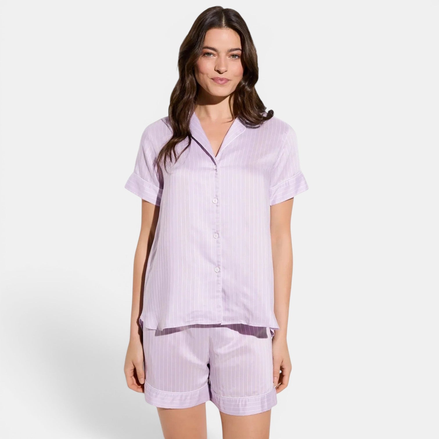 Pyjama Short Set Lilac Stripes