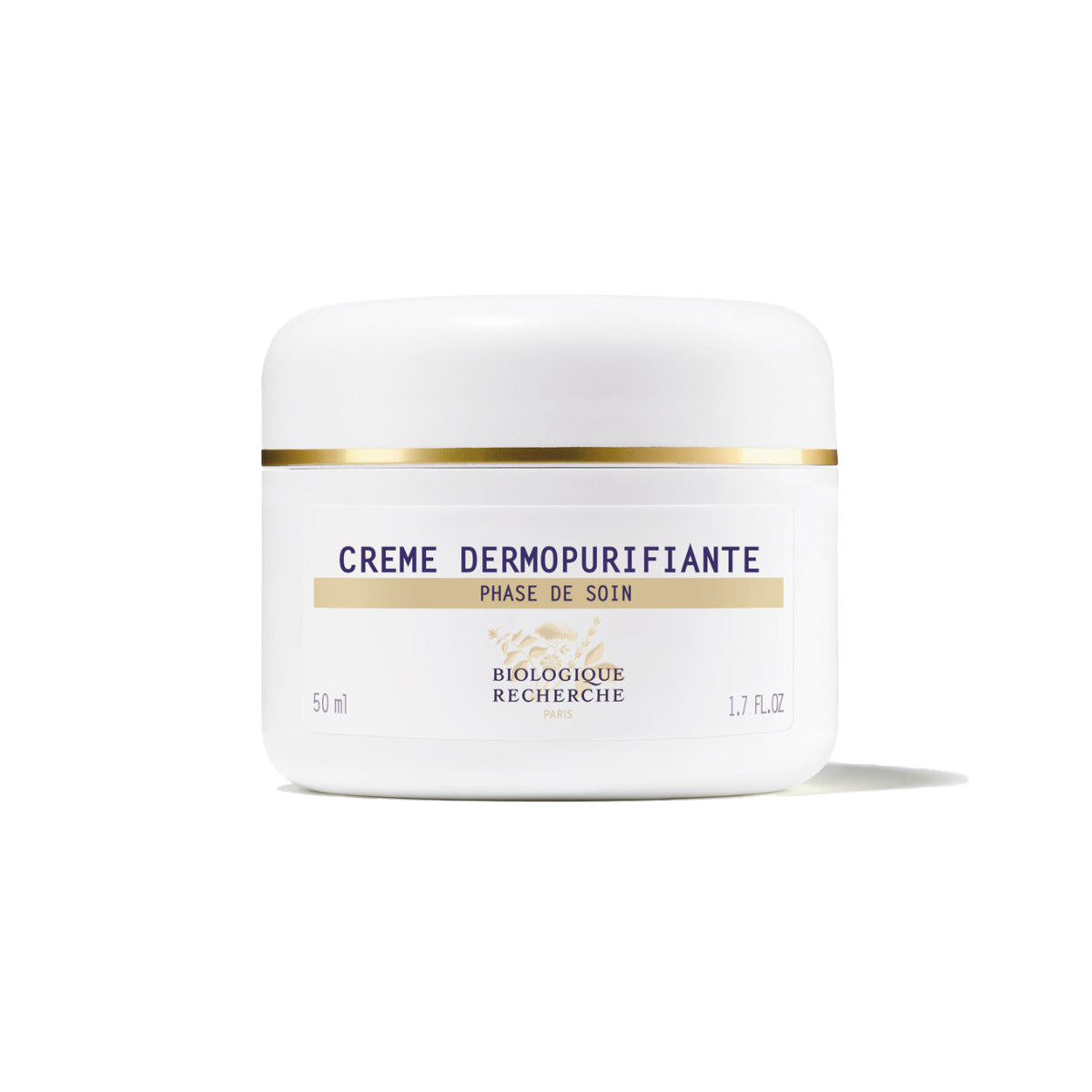 Biologique Recherche Crème Dermopurifiante – a lightweight purifying face cream in a white jar, designed for oily, acne-prone, and sensitive skin, shown on a clean, neutral background.
