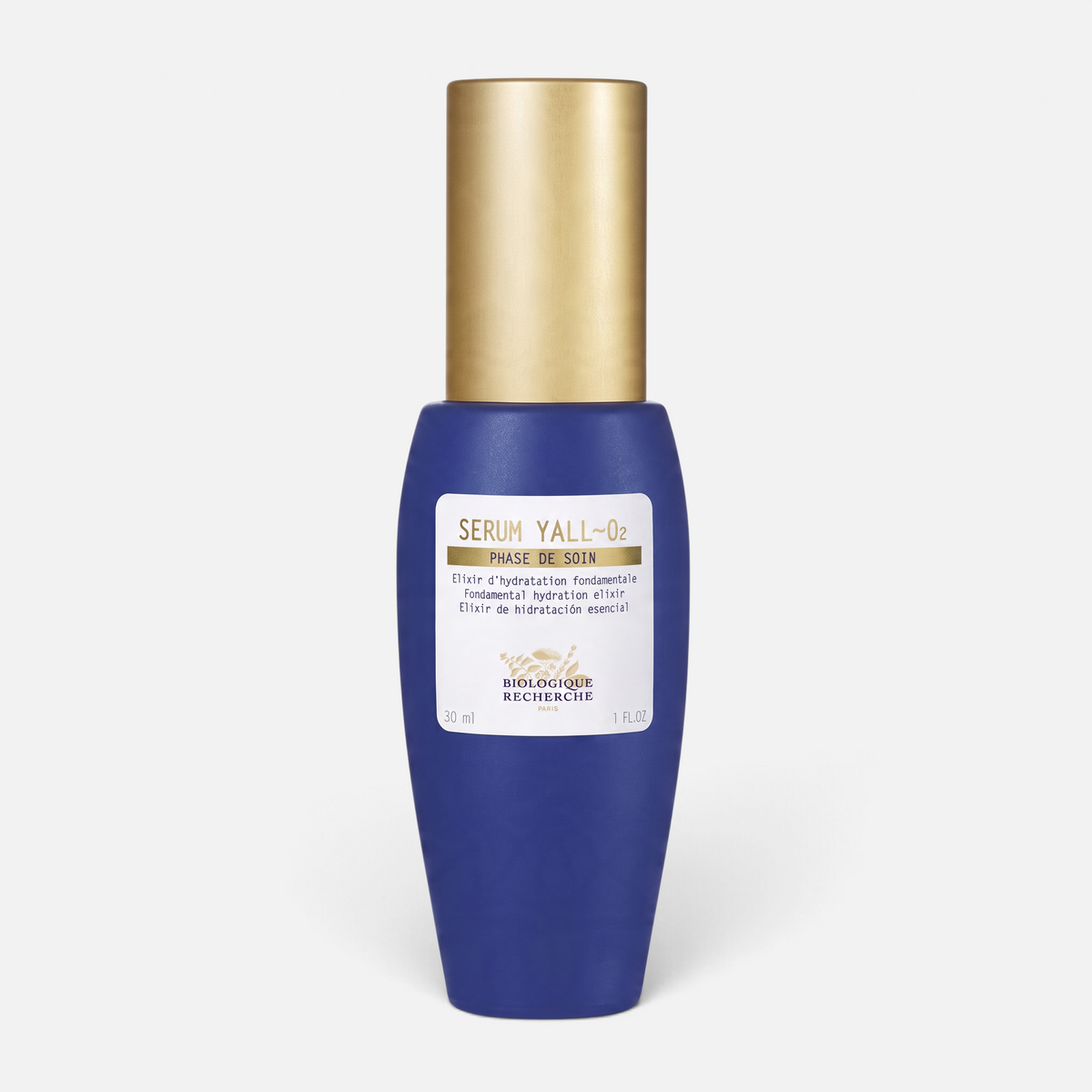 Shop Rescue Spa Biologique Recherche Serum Yall-O2 hydrating facial serum in a blue bottle with a gold cap