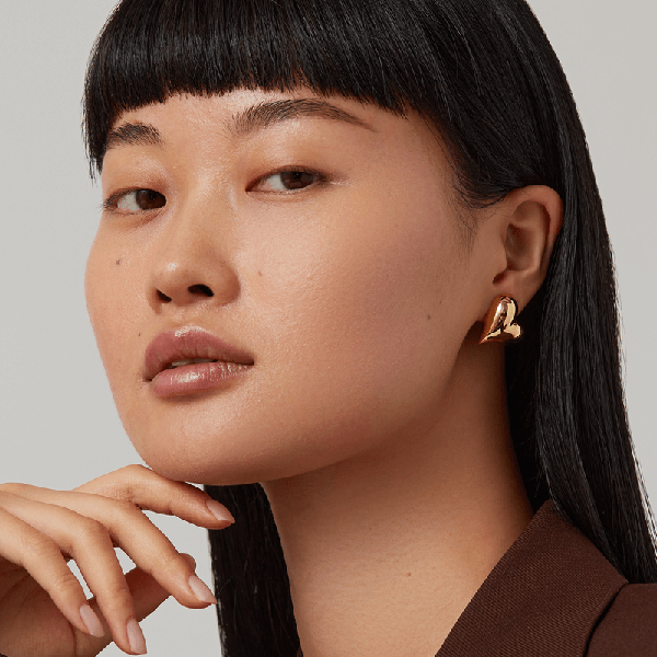 Art Heart Button Earrings Gold