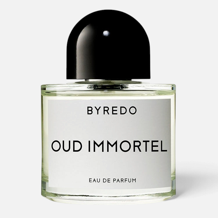 Shop Rescue Spa Byredo Oud Immortel Eau de Parfum in a clear glass bottle with a minimalist black cap