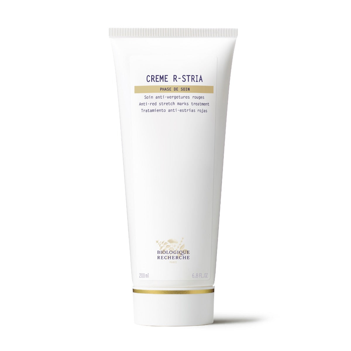 Tube of Biologique Recherche Crème R-Stria on a white background. Anti-Red Stretch marks treatment