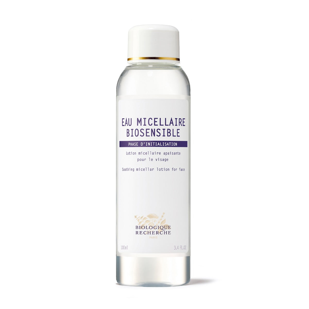 Biologique Recherche Eau Micellaire Biosensible bottle with soft, minimalist packaging, ideal for sensitive skin makeup removal.