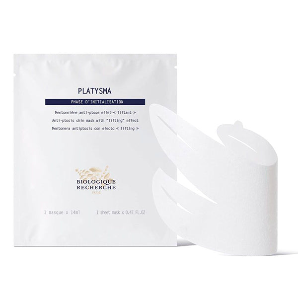 Biologique Recherche Platysma Mask – firming sheet mask designed for jawline contouring and anti-sagging benefits. Available at Shop Rescue Spa