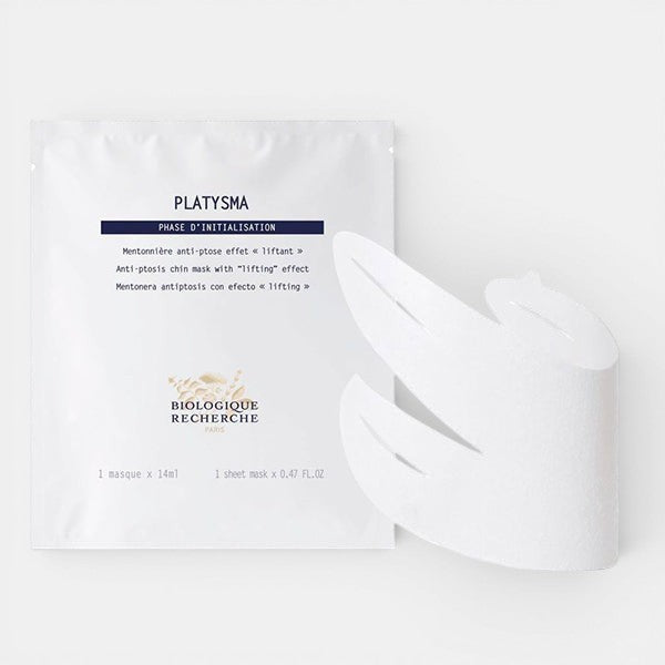 Biologique Recherche Platysma Mask – firming sheet mask designed for jawline contouring and anti-sagging benefits. Available at Shop Rescue Spa