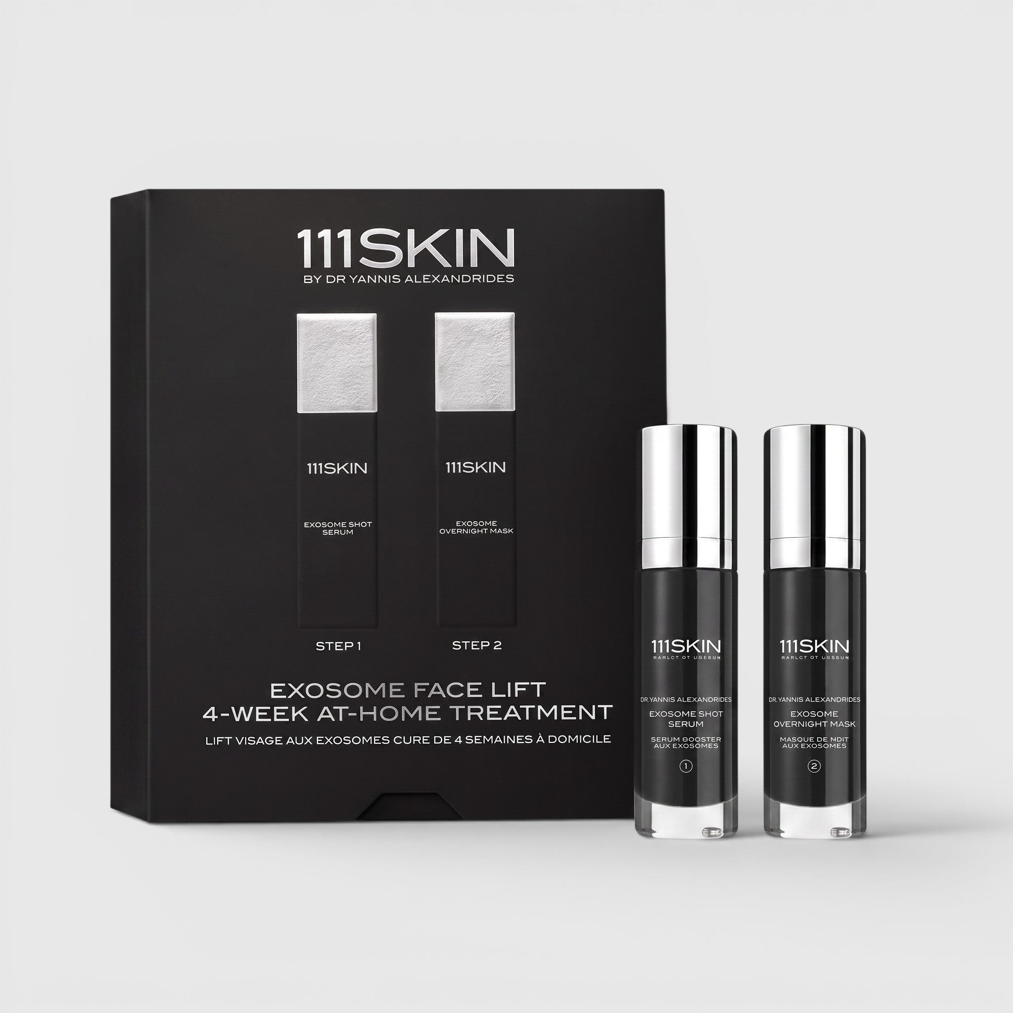 Shop Rescue Spa 111SKIN Exosome Face Lift two-step anti-aging treatment set with serum and overnight mask in black box
