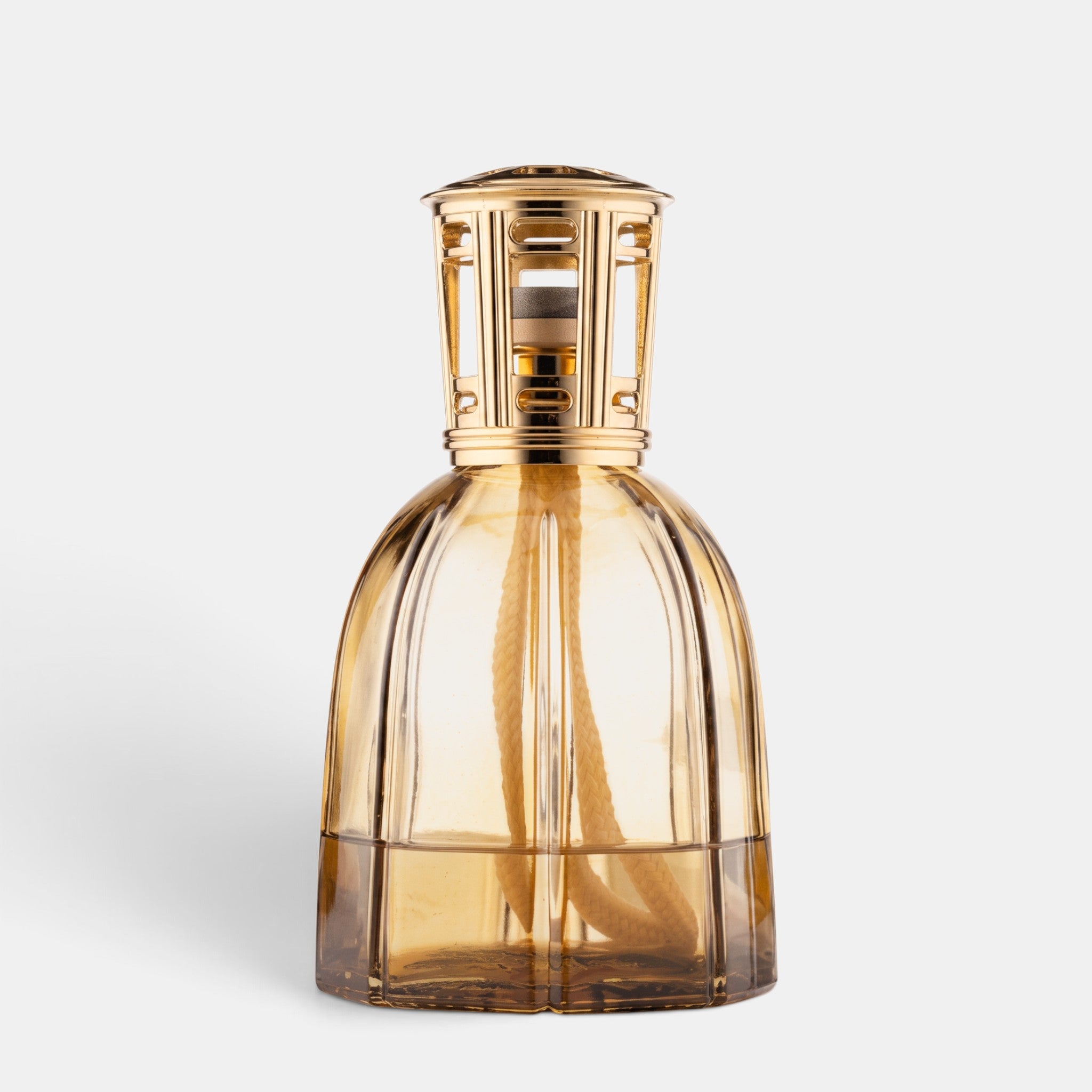 Shop Rescue Spa Dr. Vranjes Firenze amber glass Lamparfum with a gold metallic cap and octagonal base design.