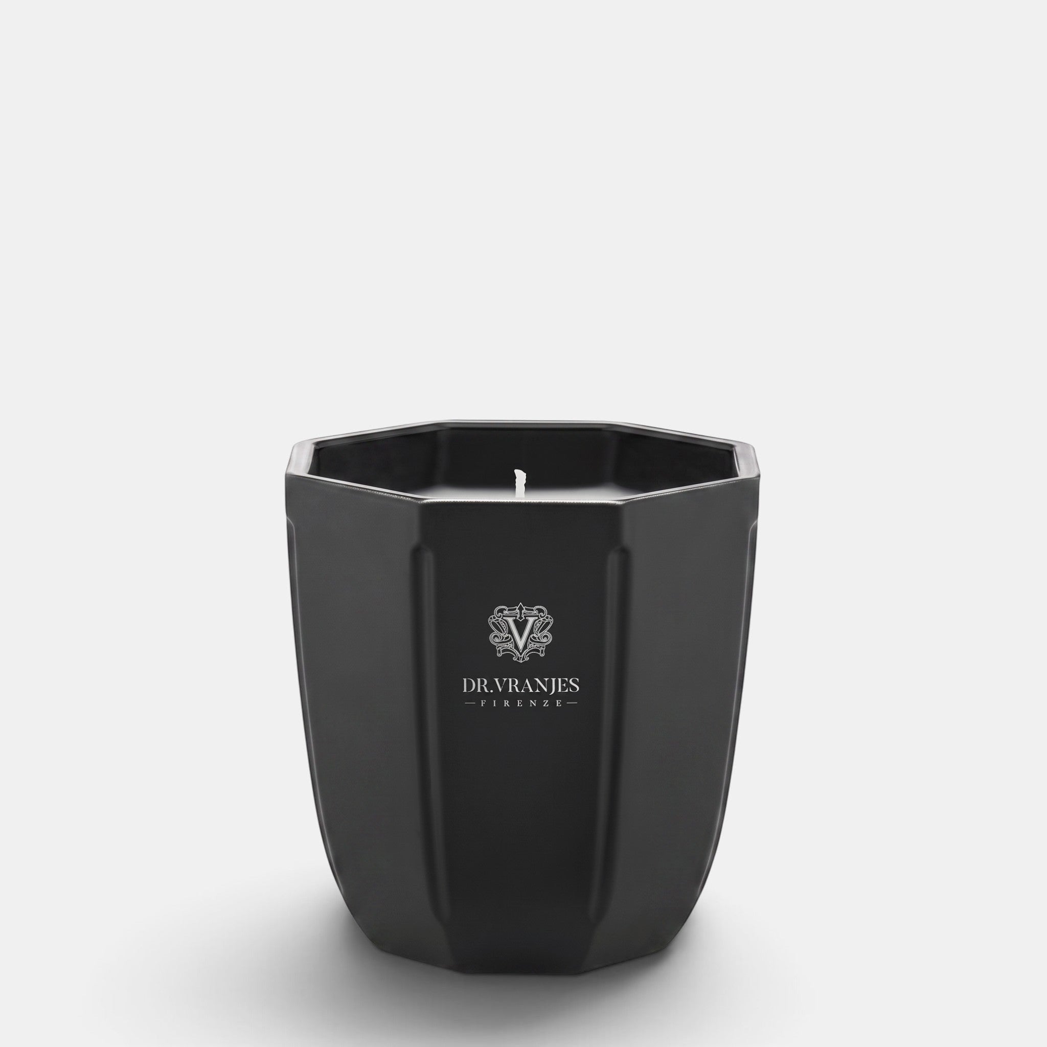 Shop Rescue Spa Ambra Onyx scented candle in a black hexagonal glass vessel with Dr. Vranjes Firenze logo
