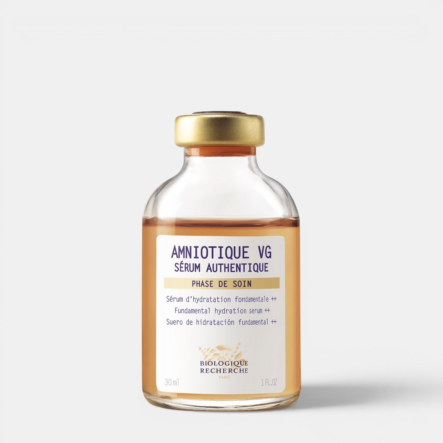 Shop Rescue Spa Biologique Recherche Amniotique VG hydrating serum in a clear glass bottle with a gold cap.