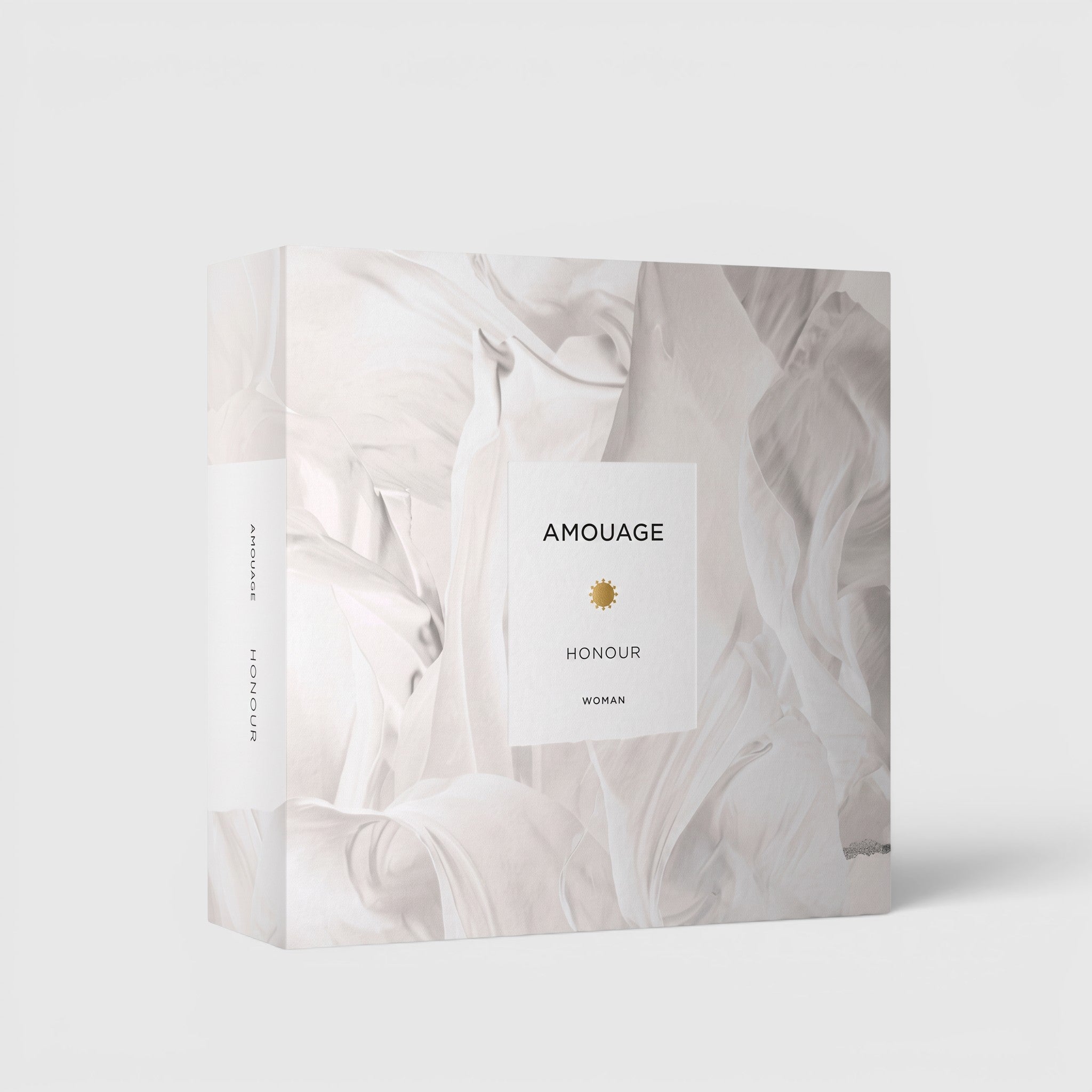 Shop Rescue Spa Amouage Honour Woman Eau De Parfum 100ml perfume box with elegant white abstract floral design