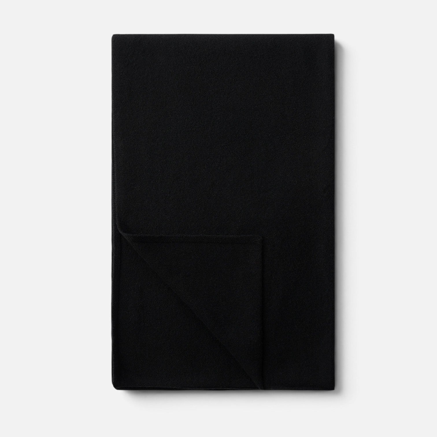 Shop Rescue Spa black fine knit cashmere scarf with a soft 2-ply texture, suitable for unisex styling.