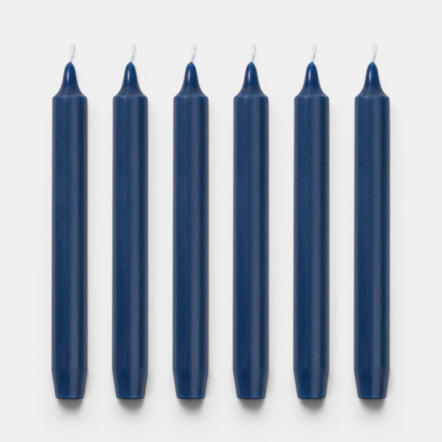 Shop Rescue Spa Madeleine Taper Candles, 6 black, dripless, smokeless, 8" H x 0.9" Ø, 7-hour burn time