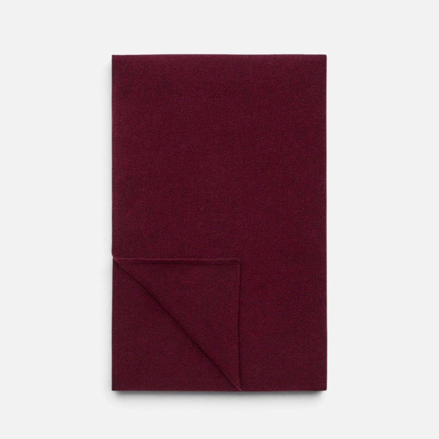 Shop Rescue Spa fine knit burgundy cashmere scarf in a soft, lightweight 2-ply texture.