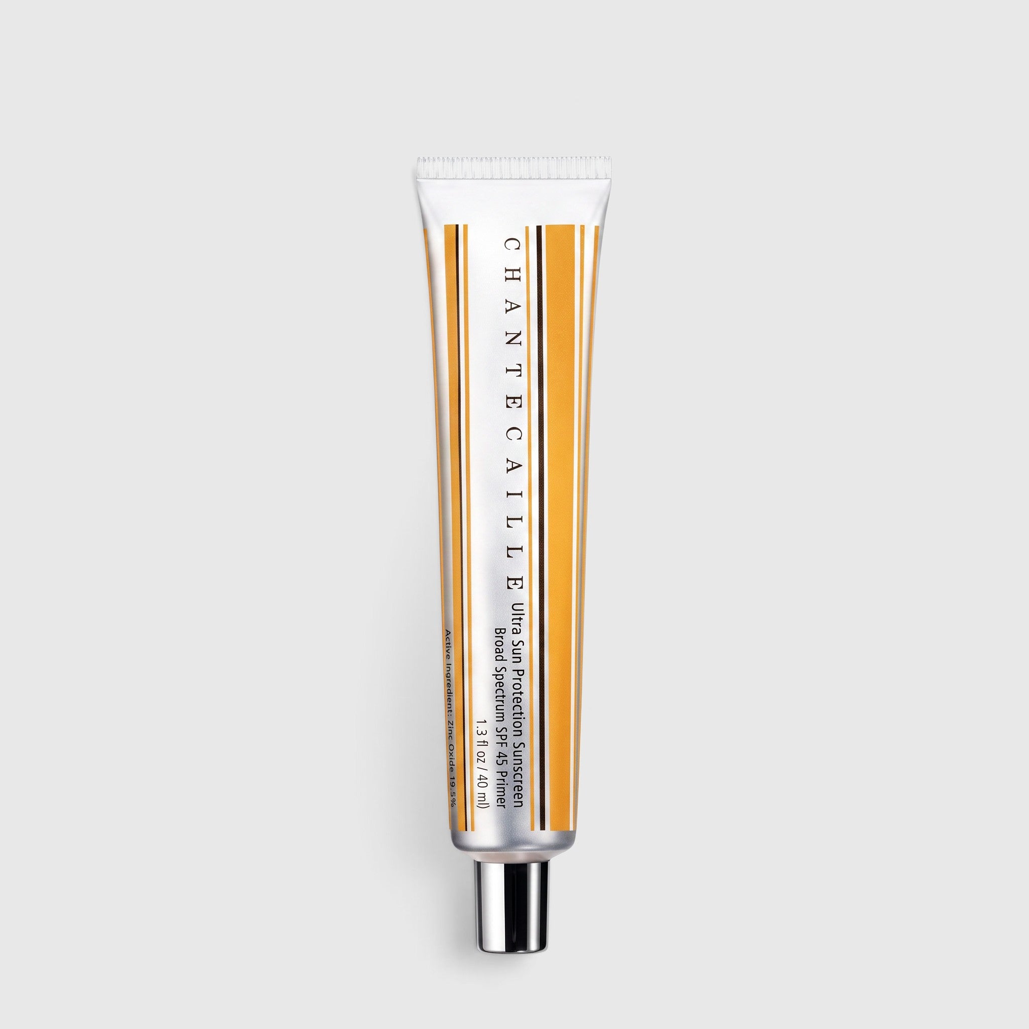 Shop Rescue Spa Chantecaille Ultra Sun Protection SPF 45 primer in a sleek white and yellow squeeze tube