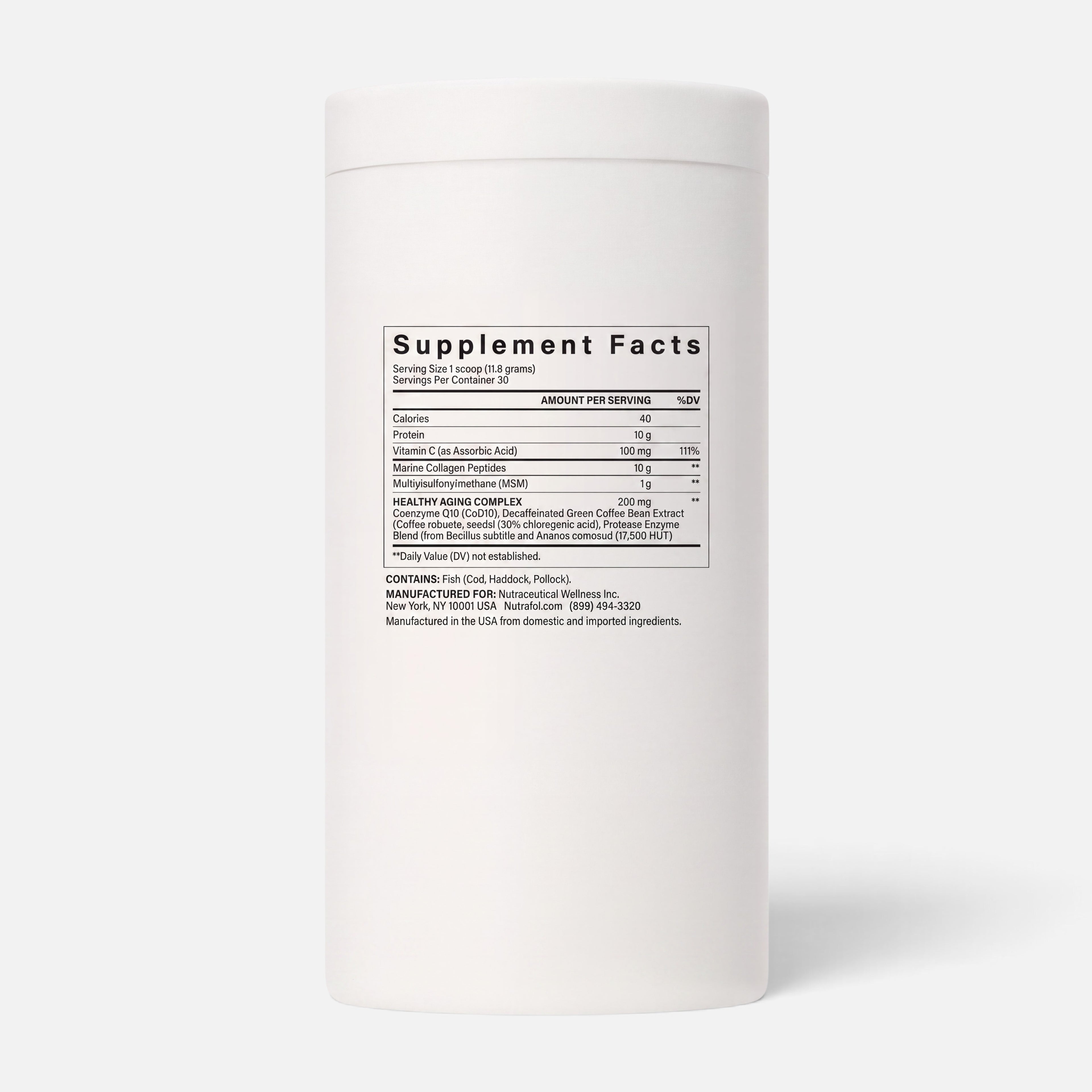 Shop Rescue Spa Nutrafol Collagen Infusion MD supplement facts label on a white container for hair health support.