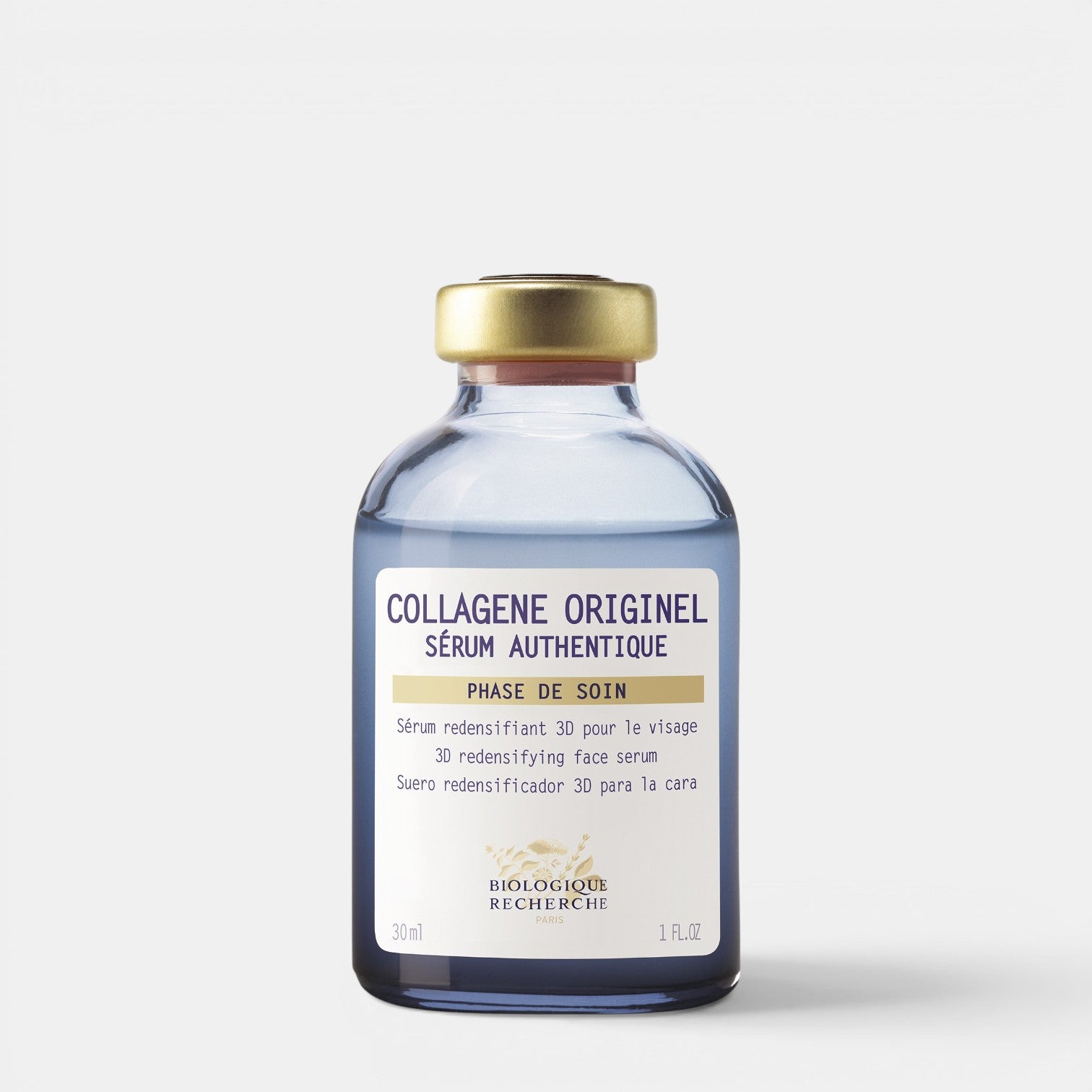 Shop Rescue Spa Collagene Originel 3D redensifying anti-aging face serum in a glass bottle with a gold cap