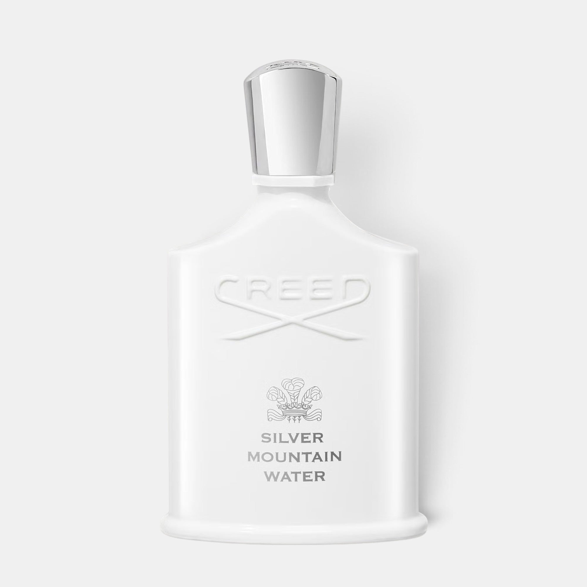 Shop Rescue Spa Creed Silver Mountain Water 100ml perfume in an opaque white bottle with a metallic silver cap
