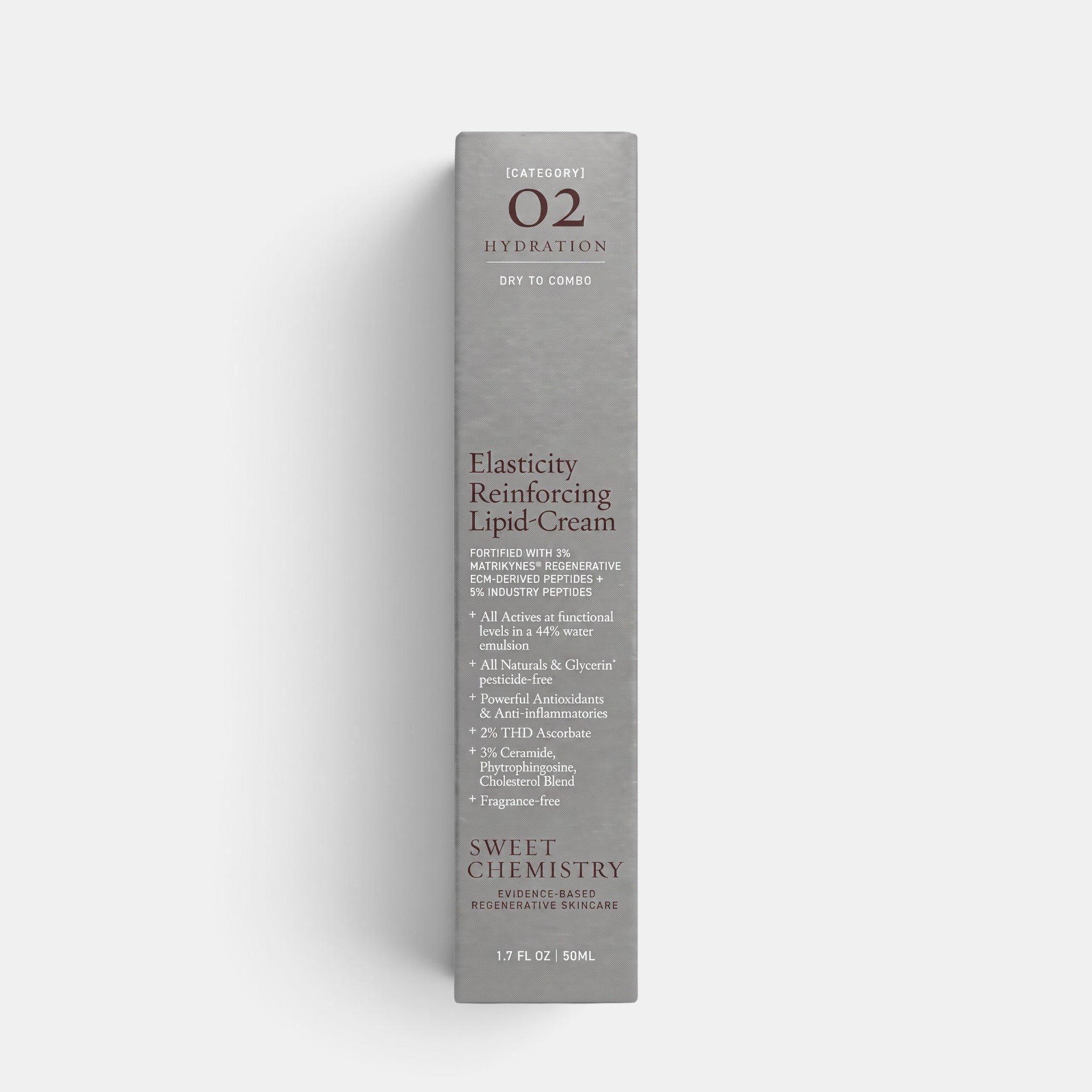 Shop Rescue Spa Elasticity Reinforcing Lipid-Cream box packaging with active ingredient details on grey background