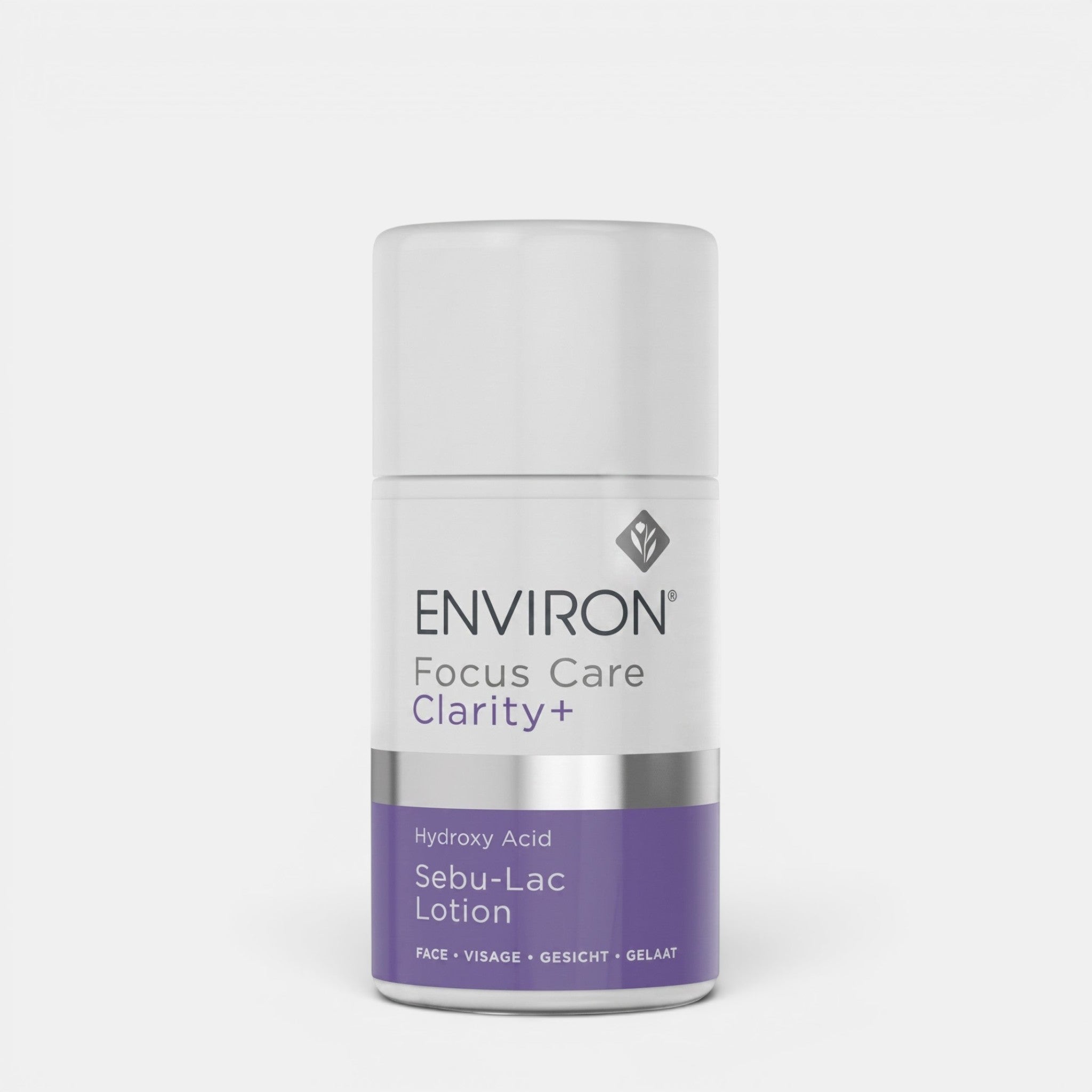Shop Rescue Spa Environ Sebu-Lac Lotion for breakout-prone skin in a white and purple 60ml pump bottle.