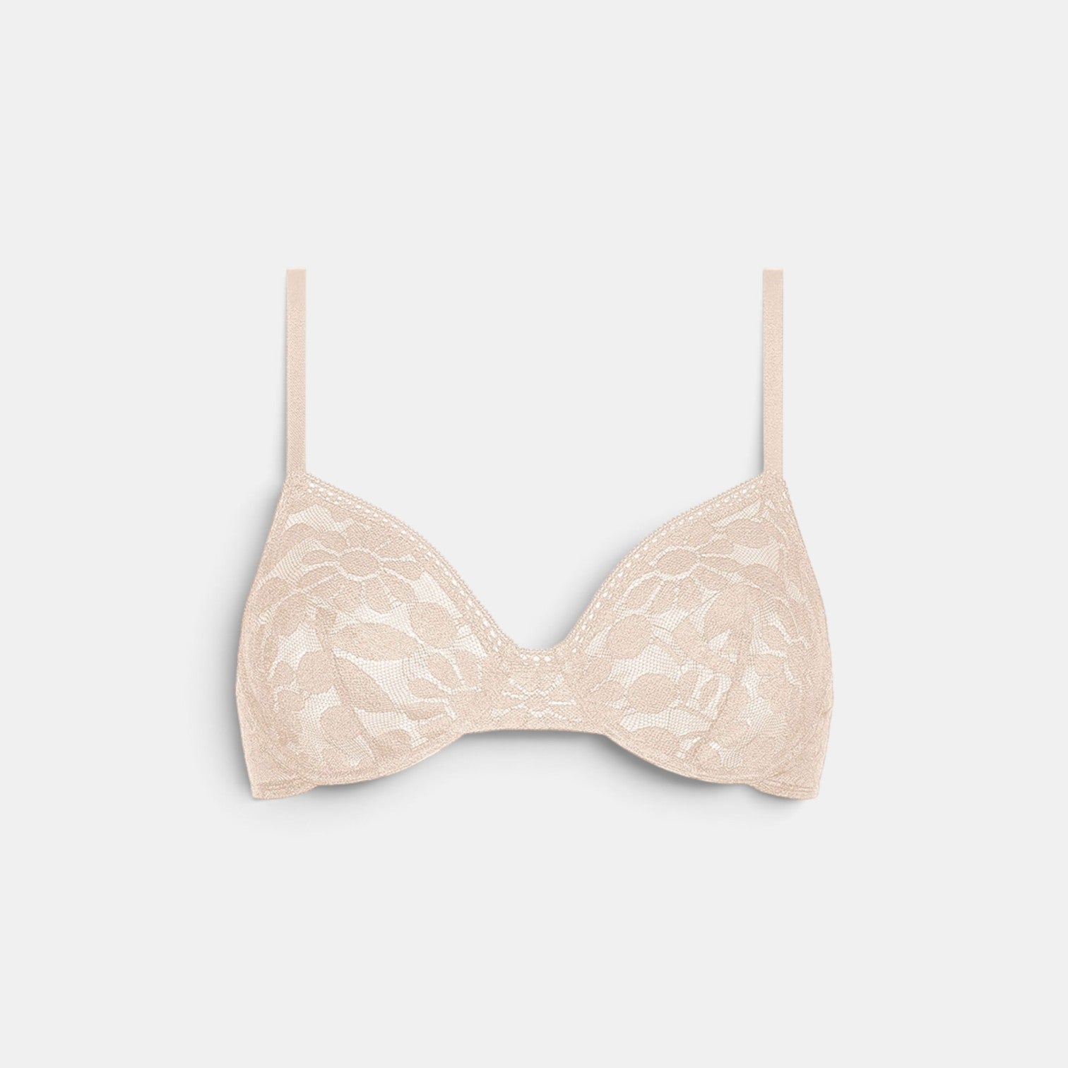 Shop Rescue Spa Fleuris beige lace full-cup bra with lined cups and delicate trim details