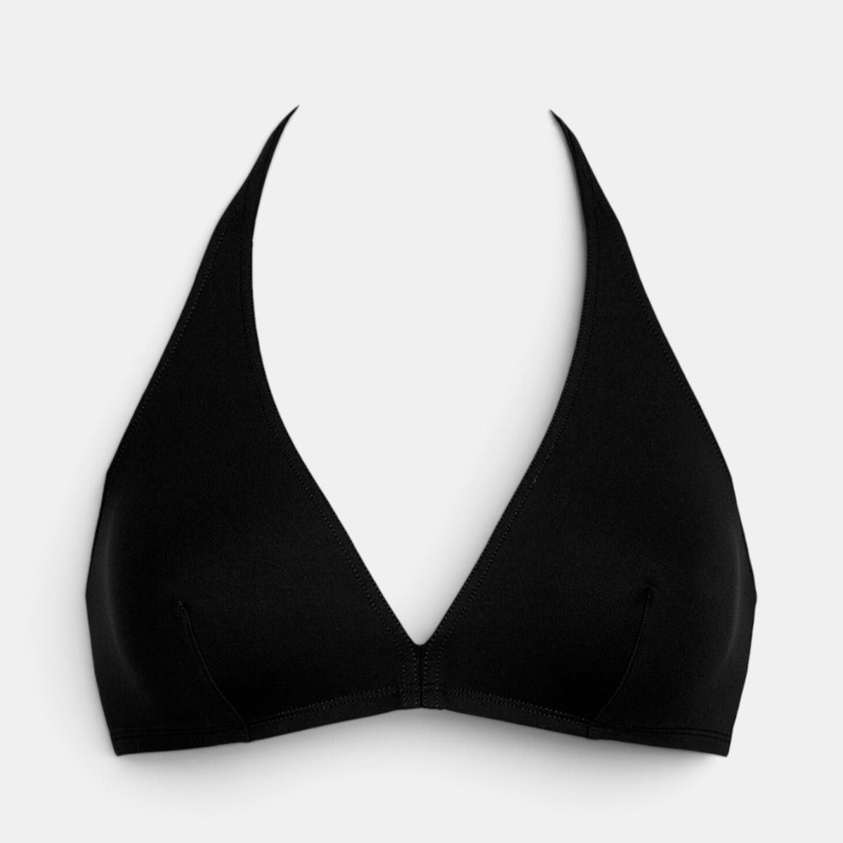 Shop Rescue Spa Gang Noir black full-cup triangle bikini top with halter tie spaghetti straps and bust darts