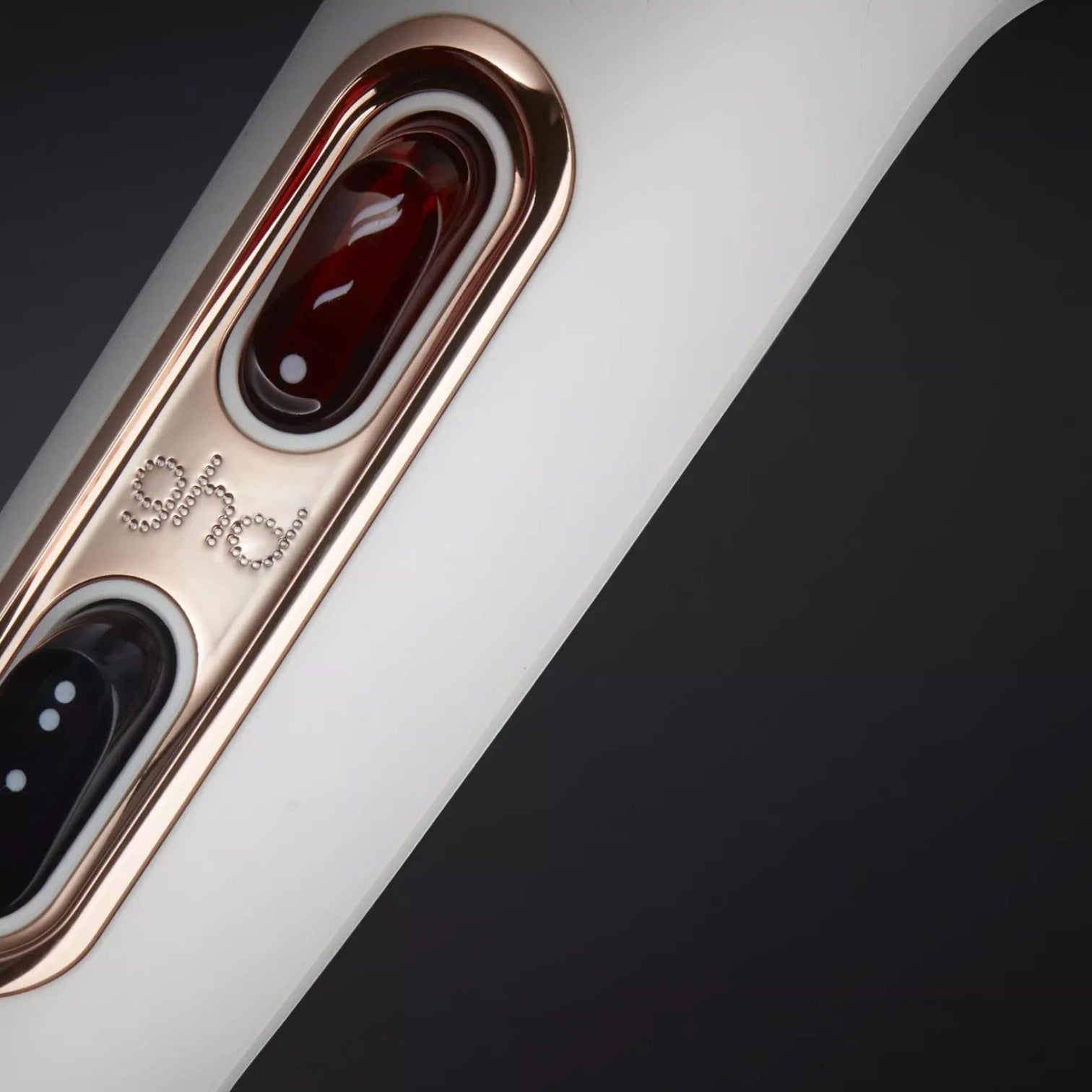 Shop Rescue Spa ghd helios hair dryer handle with white finish, rose gold accents, and power control buttons