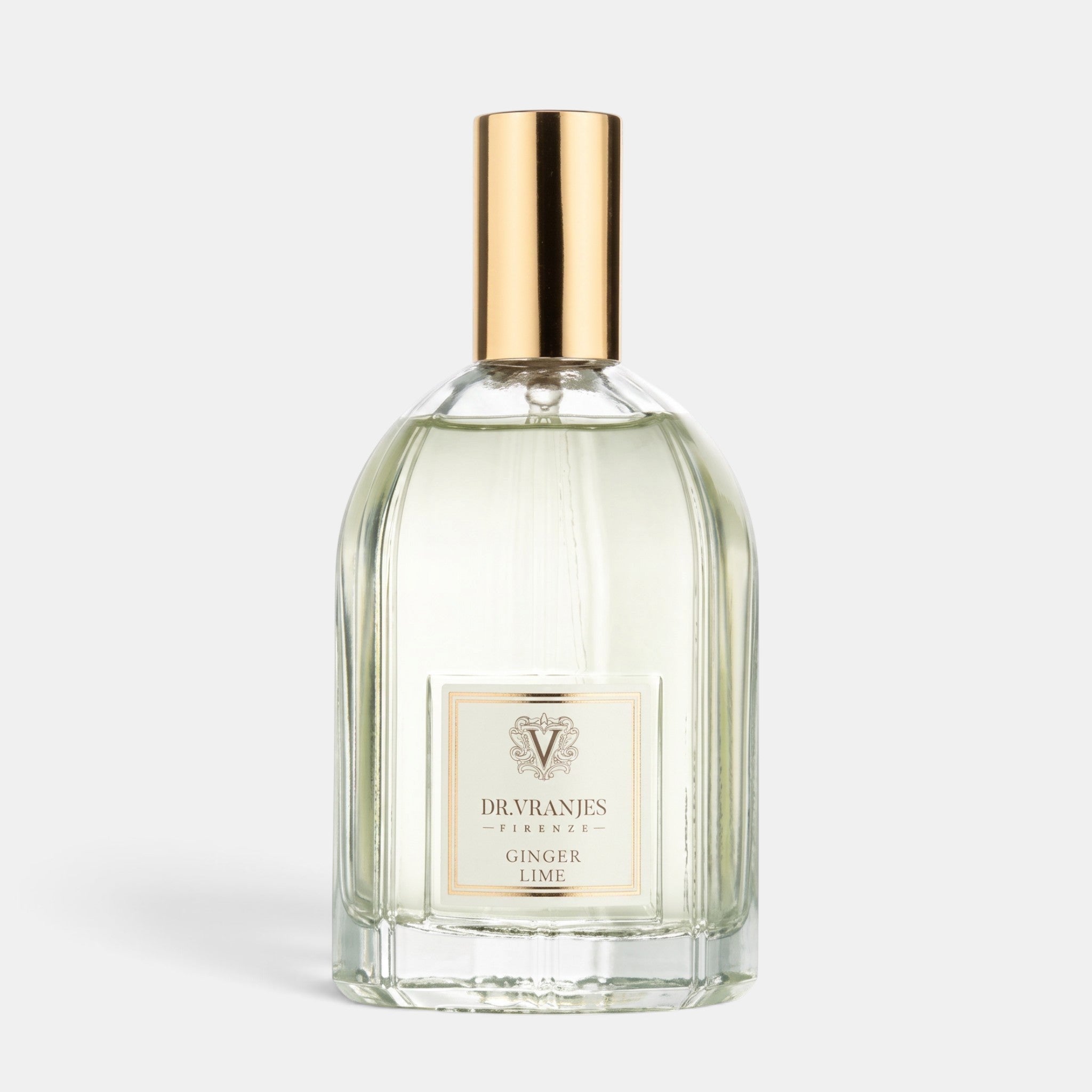 Shop Rescue Spa Dr. Vranjes Ginger Lime room spray in a clear glass bottle with a gold cap.