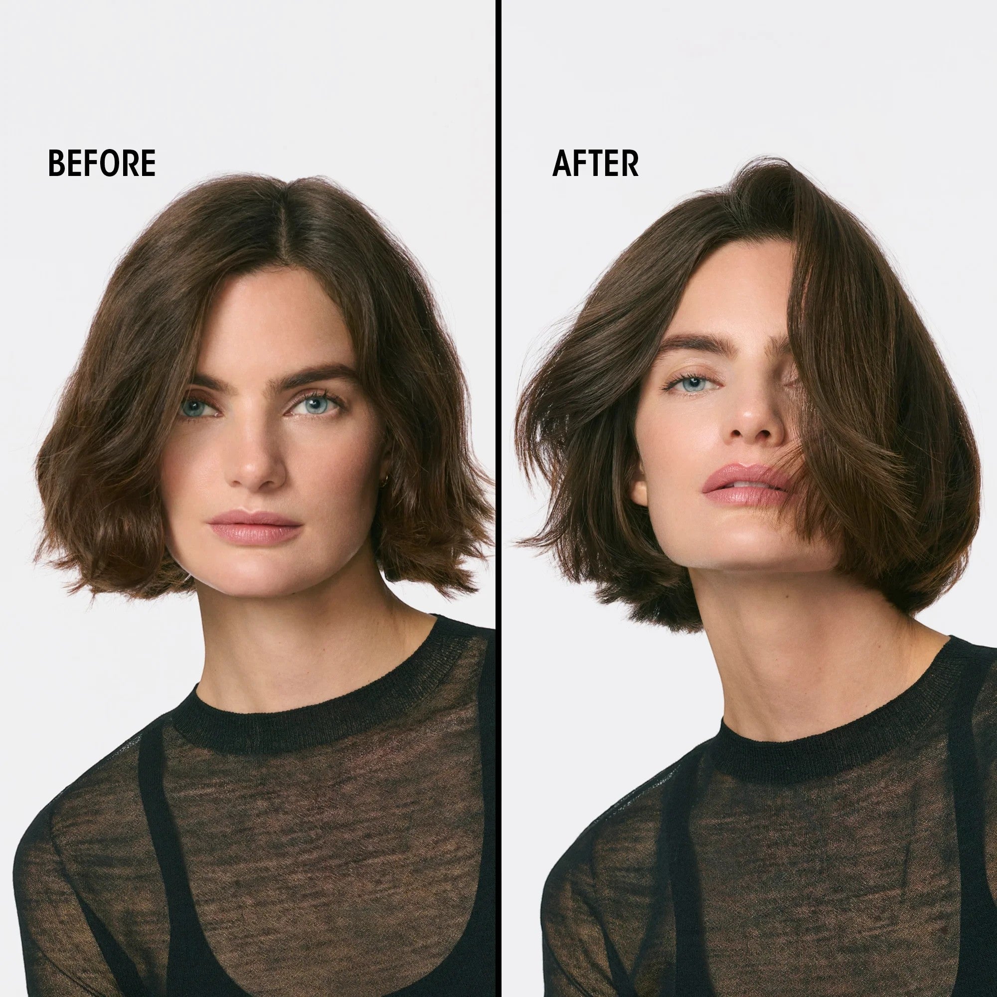 Shop Rescue Spa Gold Lust Restorative Night Creme before and after results on a woman with smooth, shiny hair.