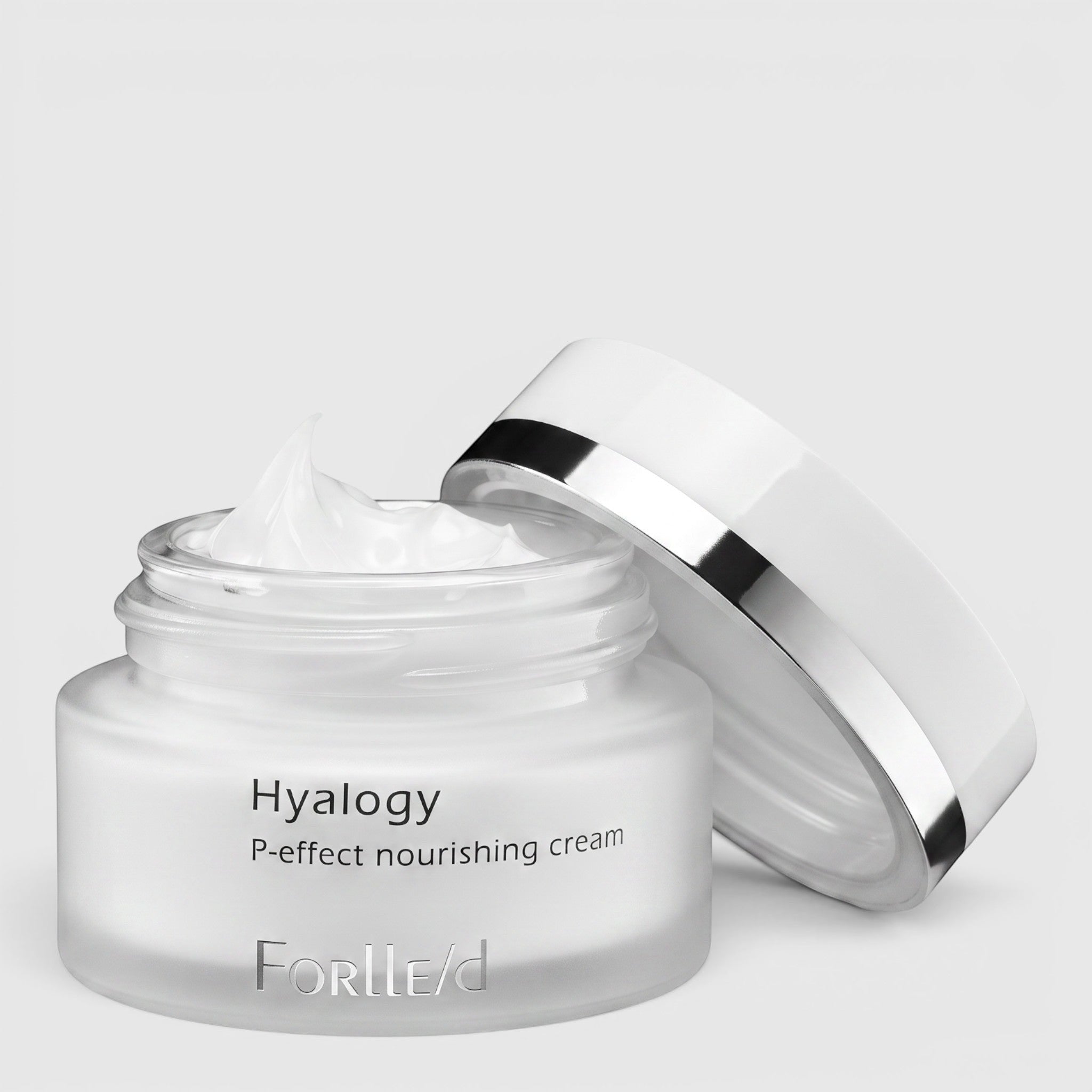 Shop Rescue Spa Hyalogy P-effect Nourishing Cream in a frosted glass jar with a white lid and rich white texture