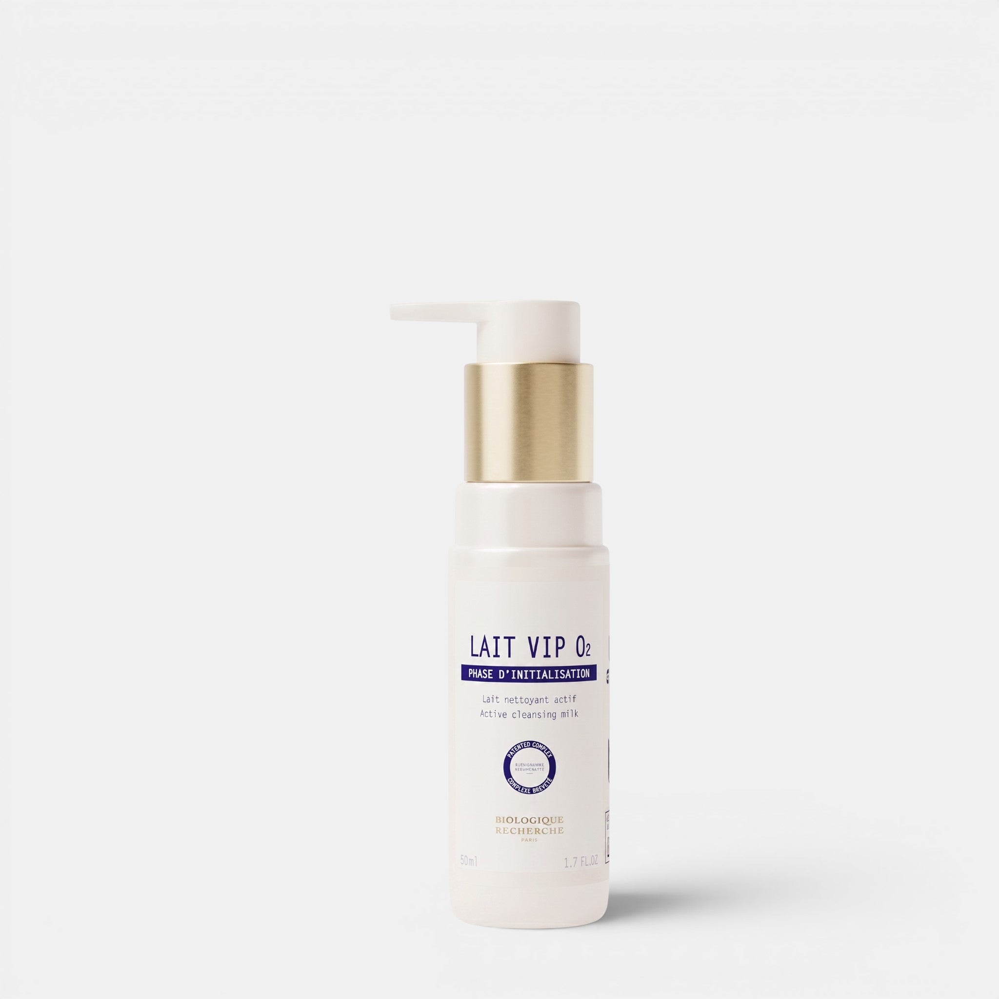 Shop Rescue Spa Biologique Recherche Lait VIP O2 oxygenating cleansing milk in a white bottle with a gold pump