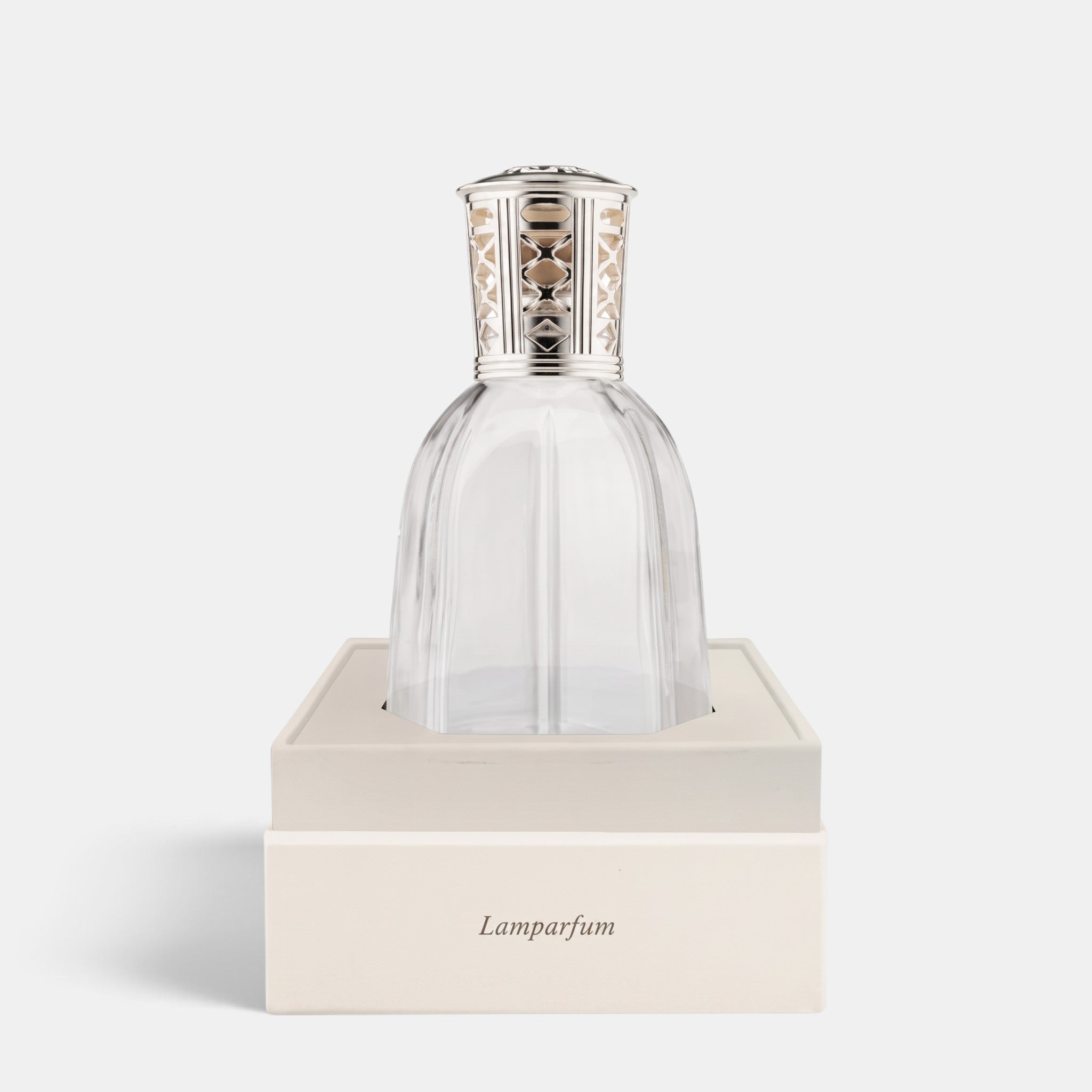 Shop Rescue Spa Dr. Vranjes Firenze Lamparfum clear glass catalytic fragrance lamp with a silver metallic cap.