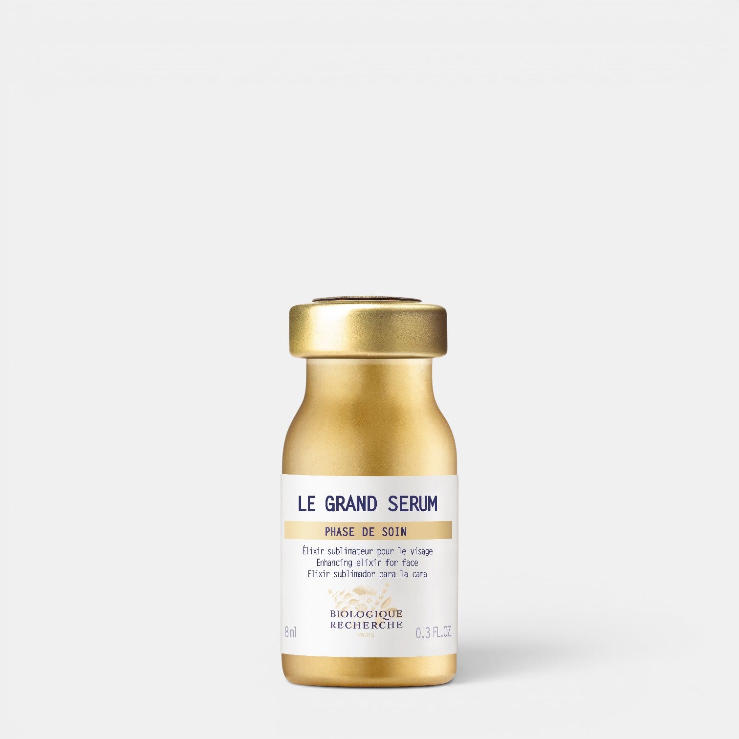 Shop Rescue Spa Le Grand Serum 8ml bottle, a luxurious radiance-boosting facial finishing serum in gold packaging.