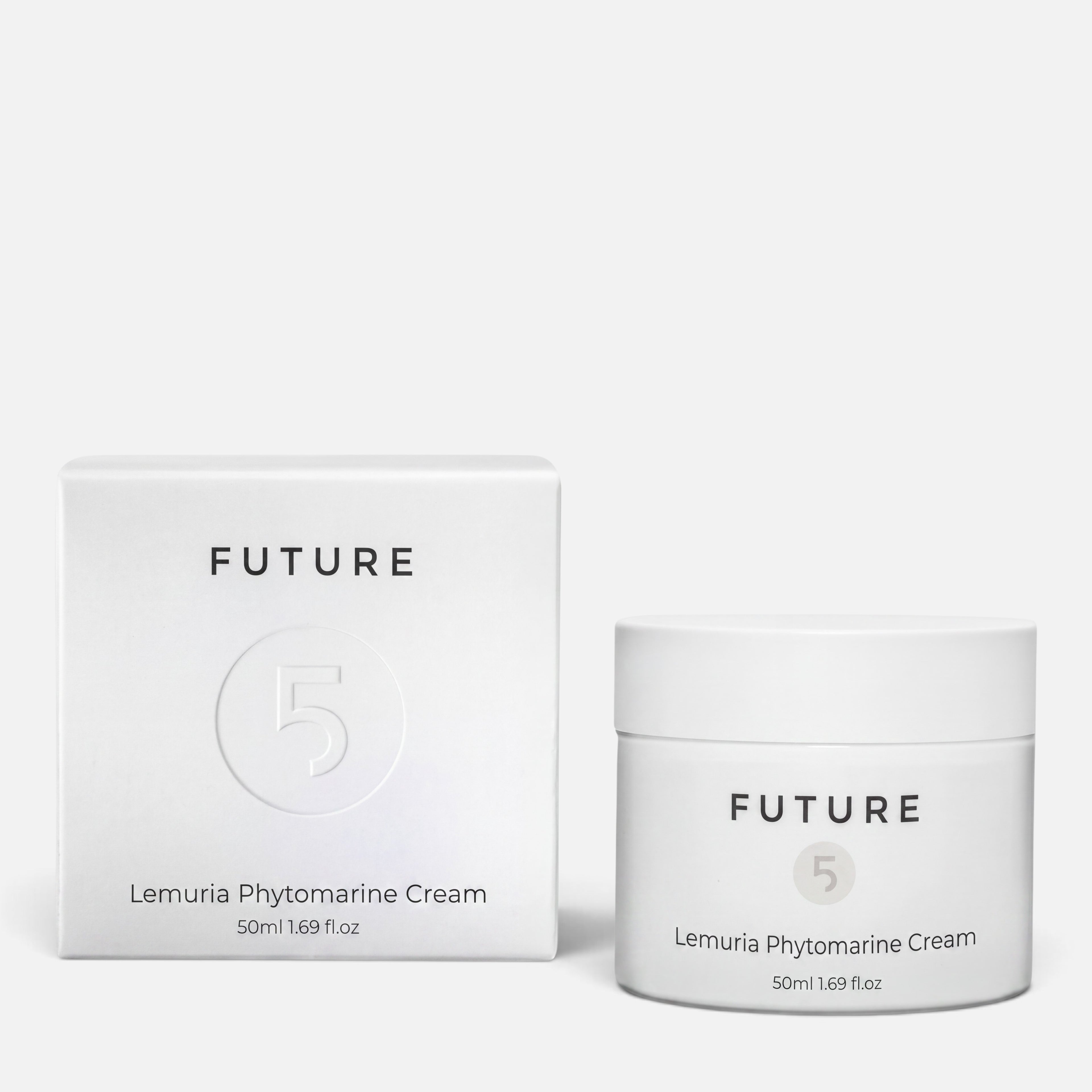 Shop Rescue Spa Lemuria Phytomarine Cream 50ml jar and white box packaging for hydrating and firming face treatment.