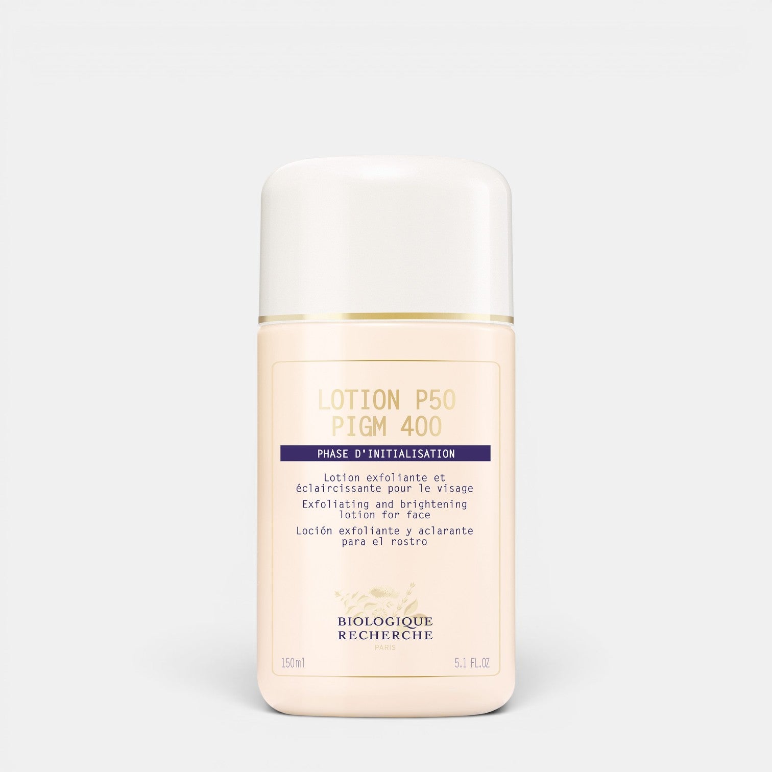 Shop Rescue Spa Biologique Recherche Lotion P50 PIGM 400 exfoliating and brightening toner in a 150ml bottle.