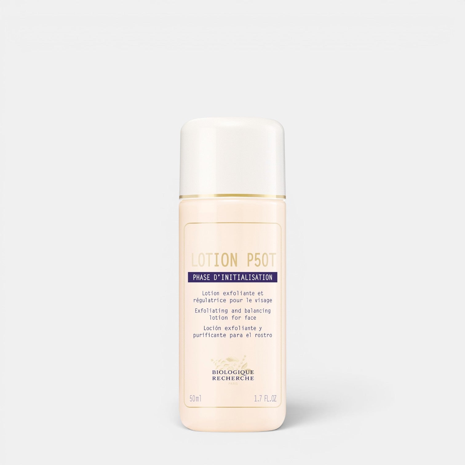 Shop Rescue Spa Biologique Recherche Lotion P50T exfoliating and balancing facial toner in a 50ml bottle.