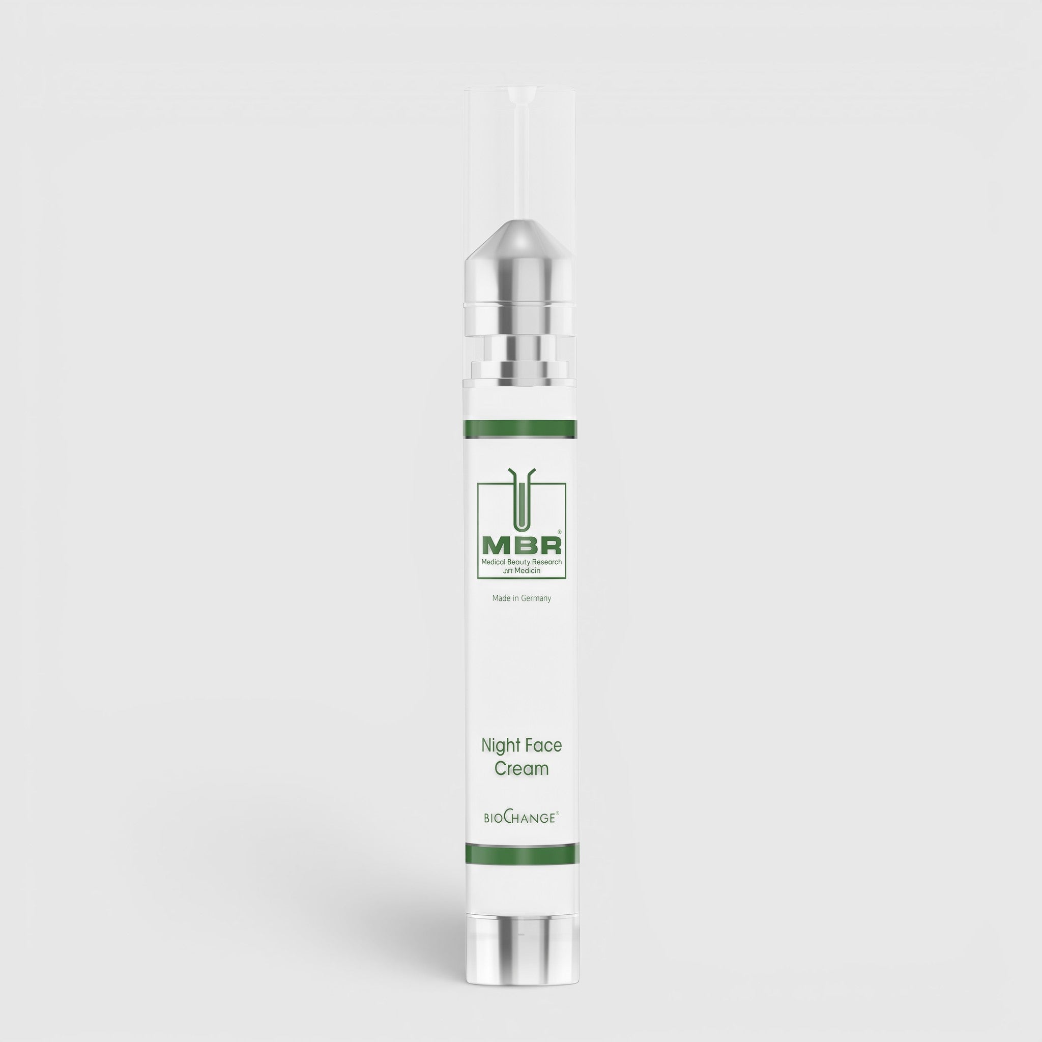 Shop Rescue Spa MBR Night Face Cream in a sleek white and silver pump bottle for overnight skin regeneration.