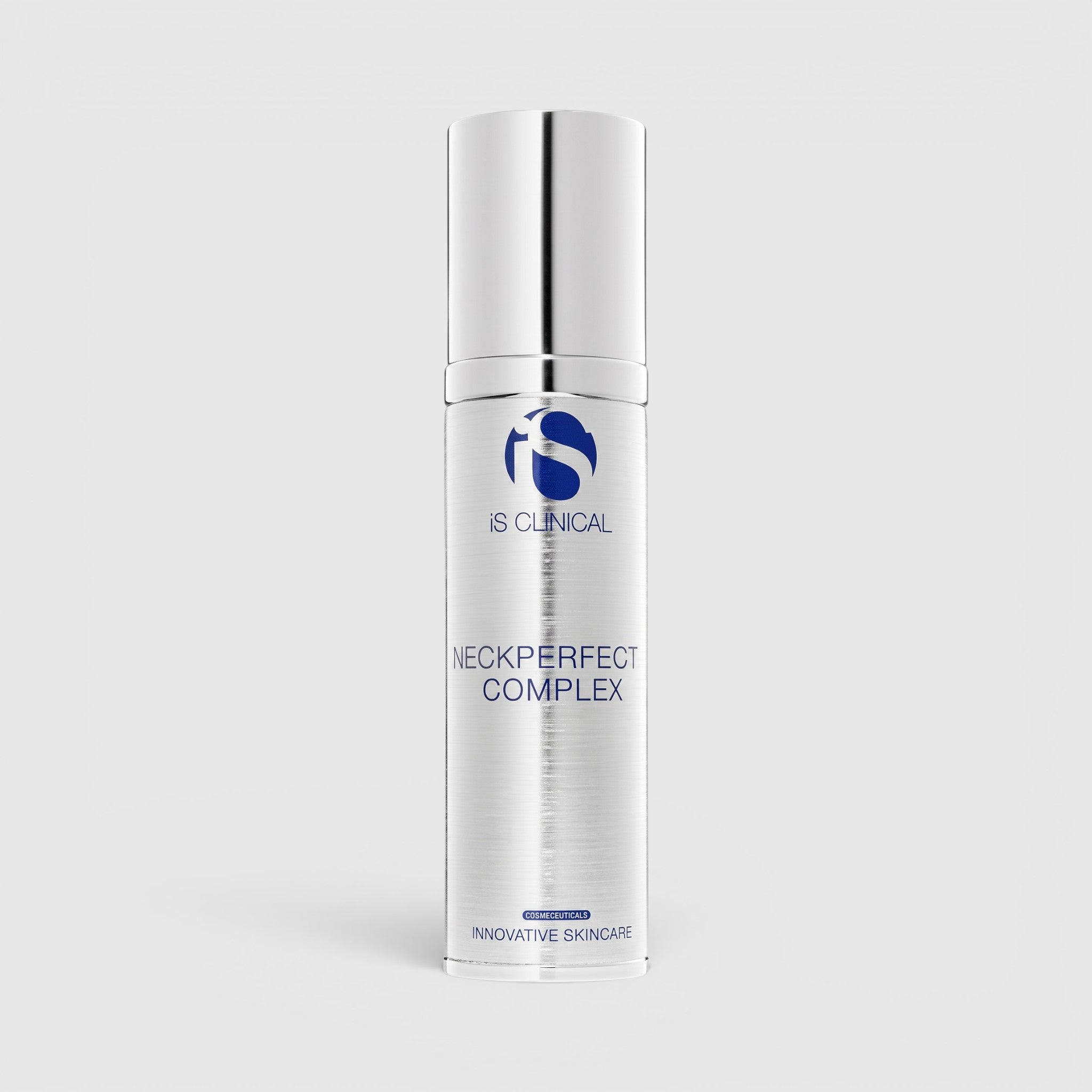 Shop Rescue Spa iS CLINICAL Neckperfect Complex firming cream in a silver pump bottle for neck and décolleté care.
