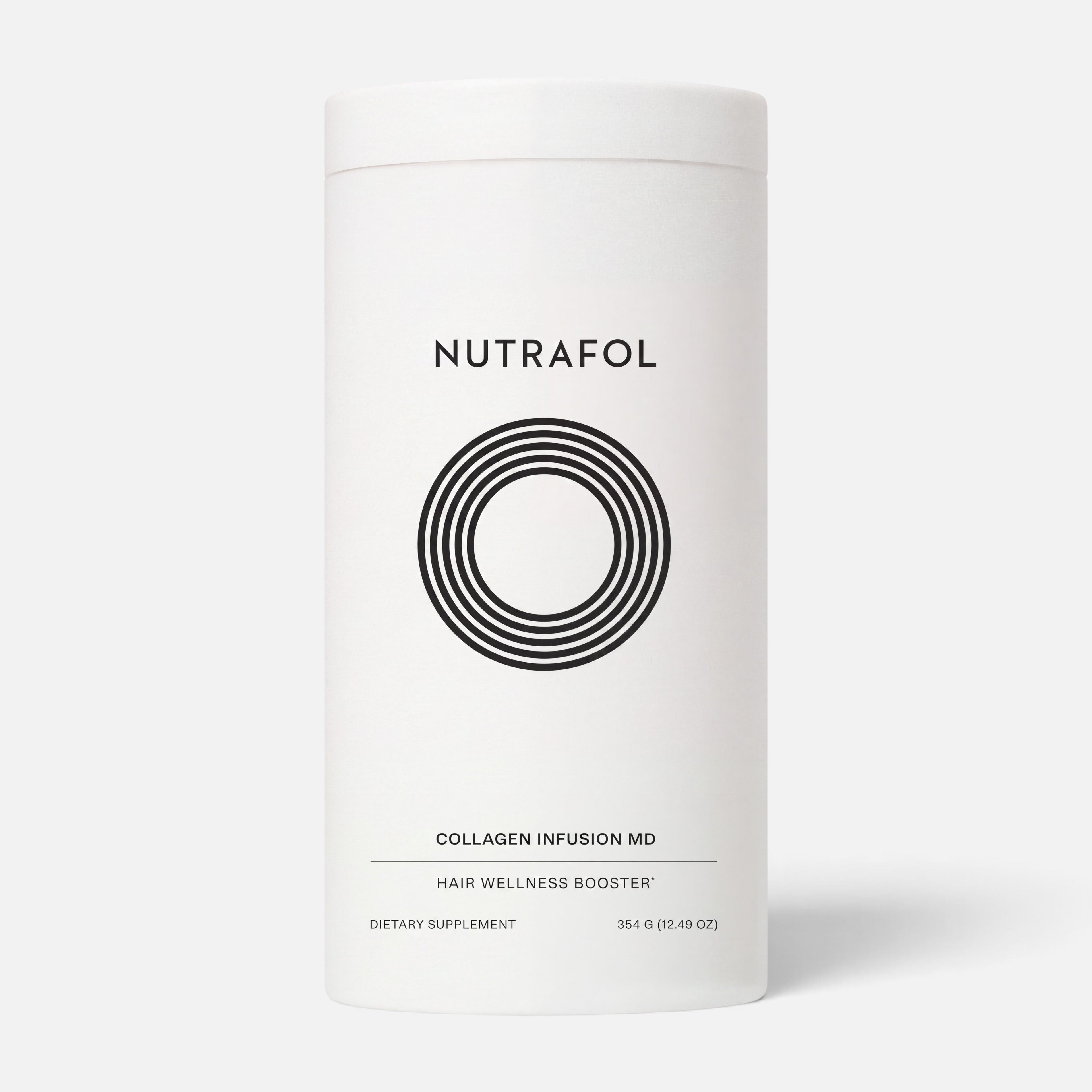 Shop Rescue Spa Nutrafol Collagen Infusion MD hair wellness supplement powder in a white cylindrical container.