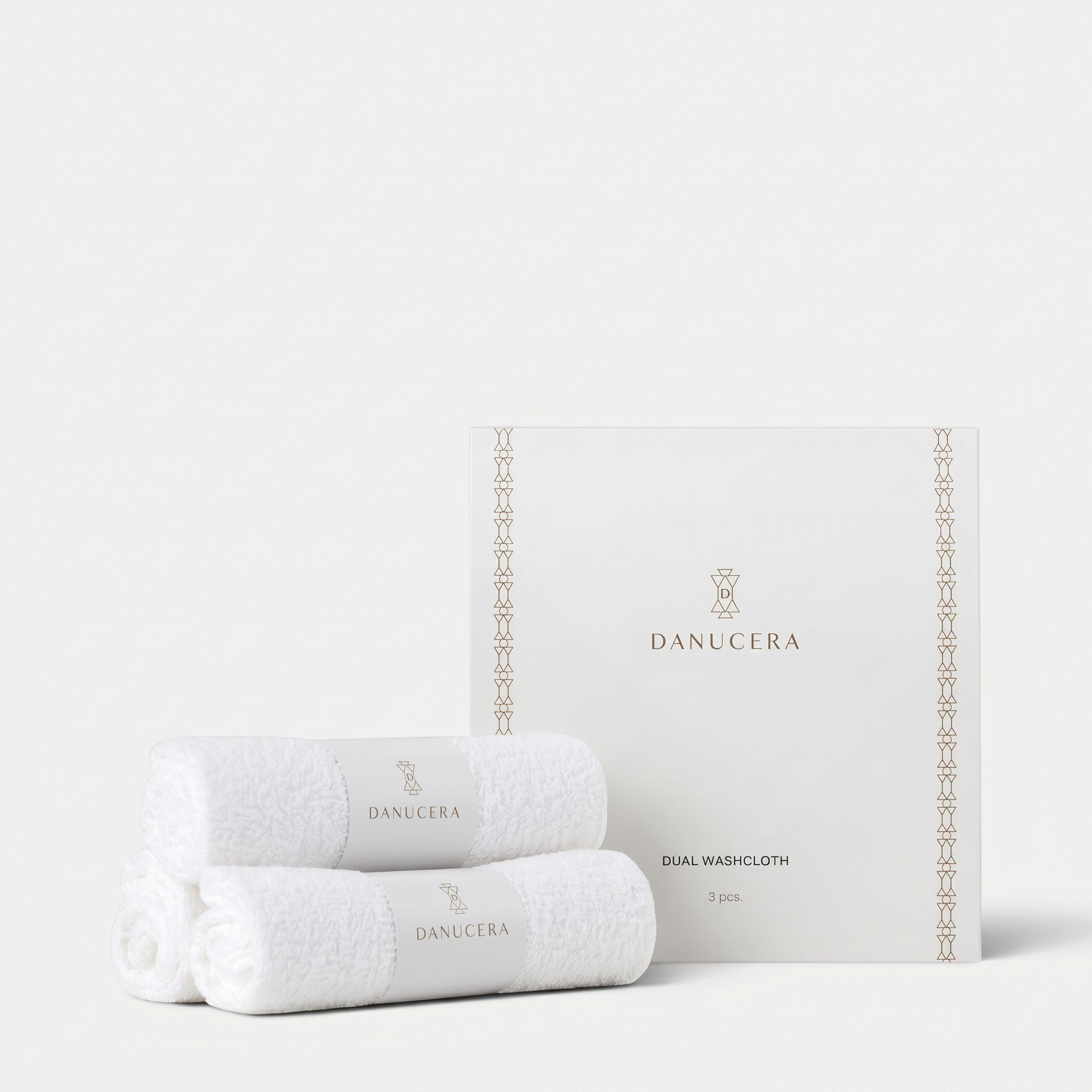 Shop Rescue Spa organic cotton dual washcloth set with white terry and muslin textures in branded packaging.