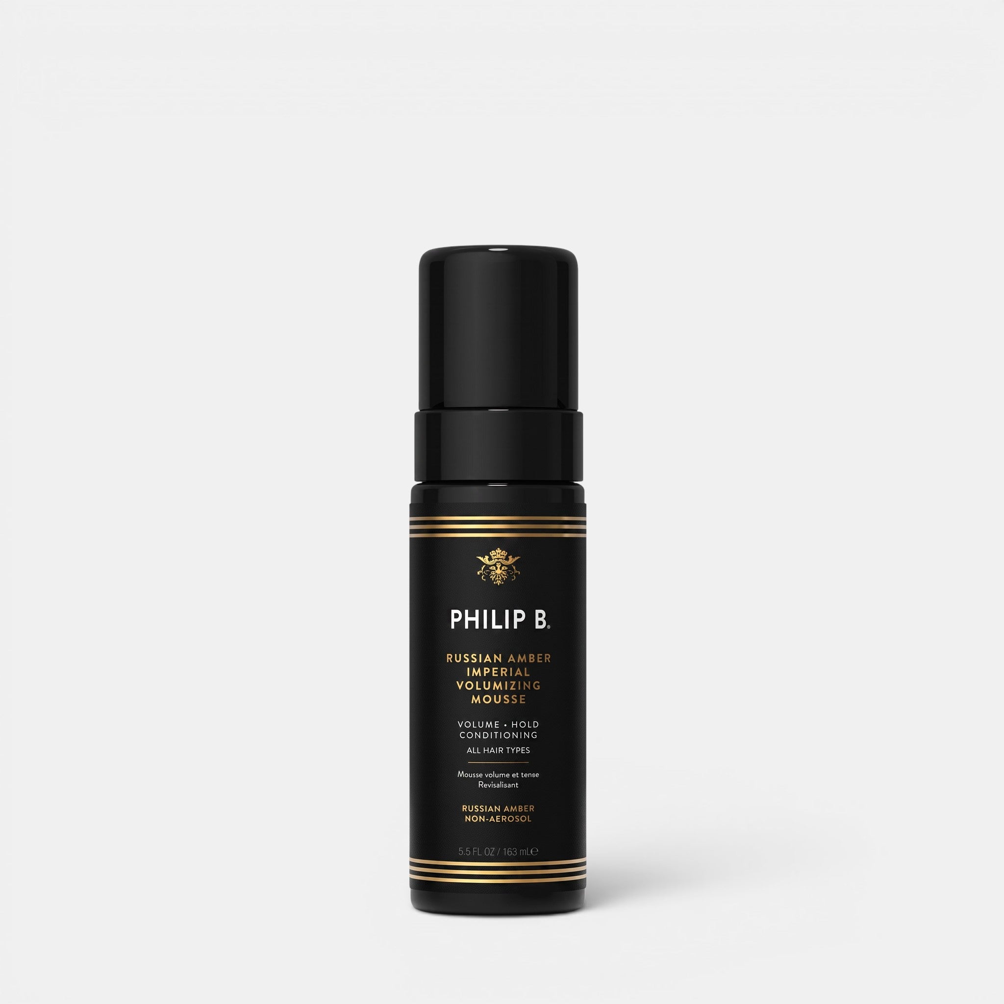 Shop Rescue Spa Philip B. Russian Amber Imperial Volumizing Mousse in a black bottle for all hair types