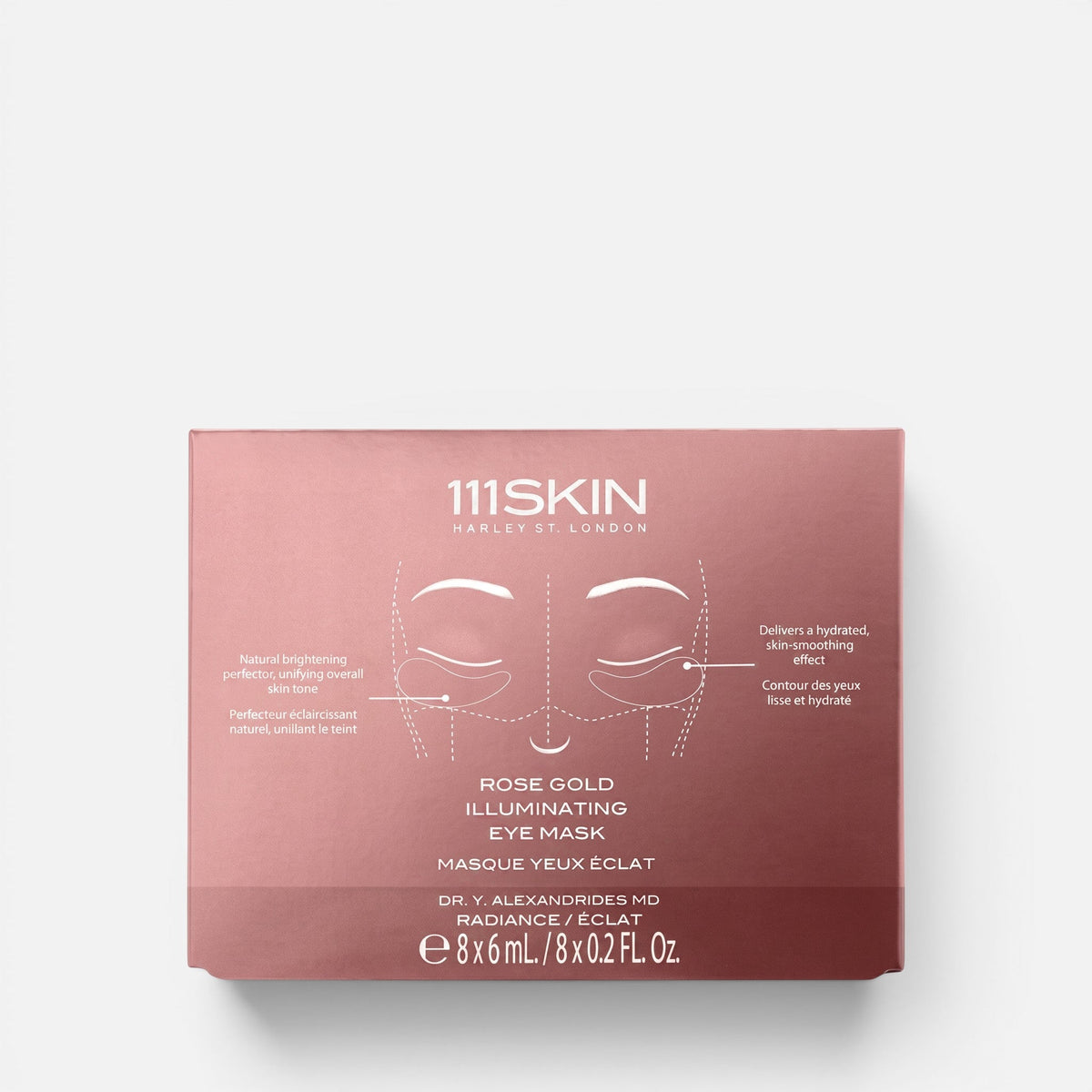 Shop Rescue Spa 111SKIN Rose Gold Illuminating Eye Mask box for brightening and hydrating the under-eye area.