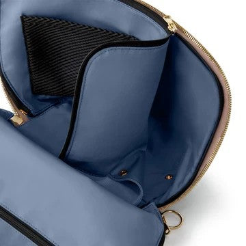 Shop Rescue Spa Signature Leather Makeup Bag with multiple compartments and washable liner. Opens on three sides.