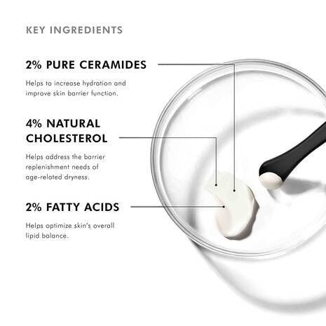 Shop Rescue Spa Triple Lipid Restore 2:4:2 cream texture showing key ingredients like ceramides and cholesterol.