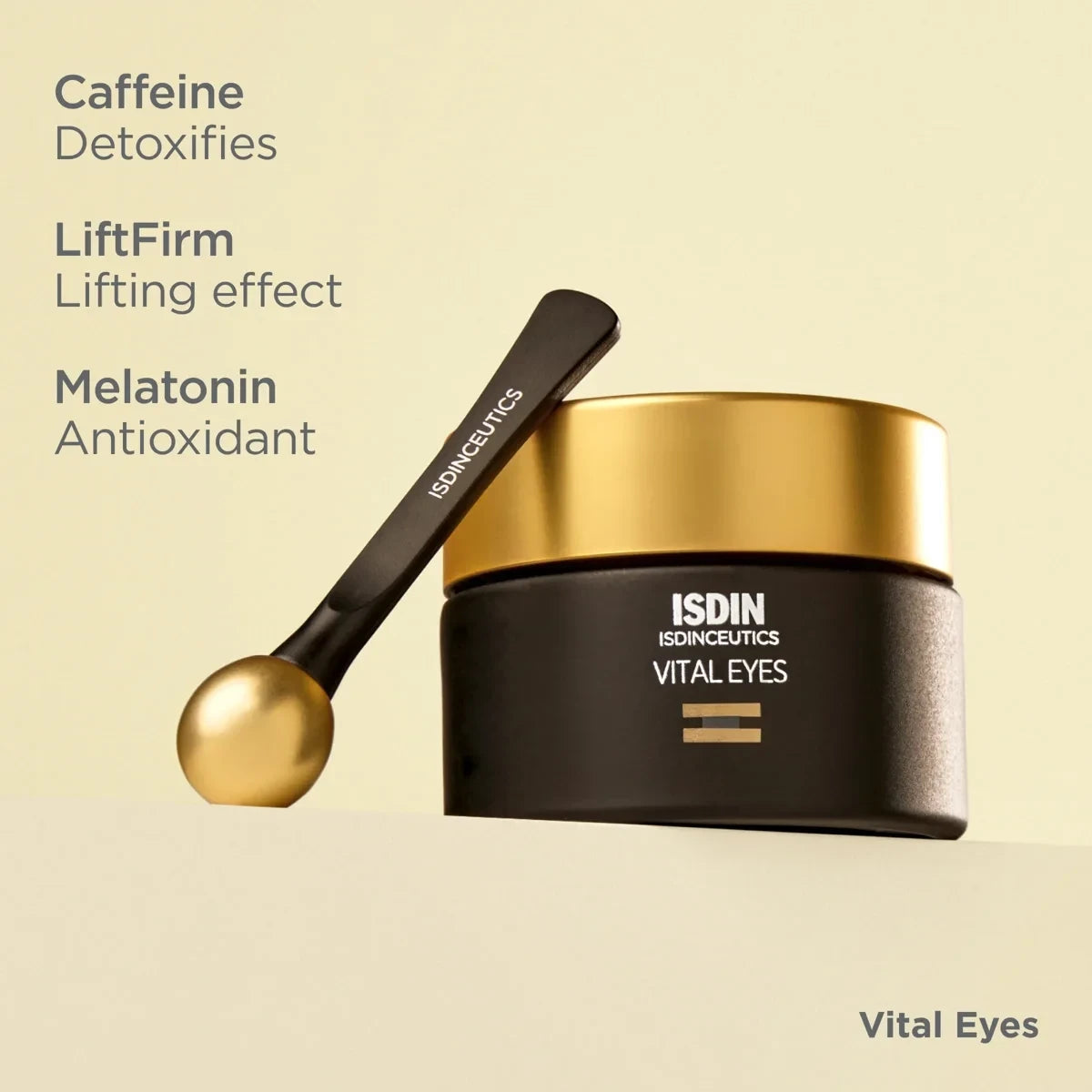 Shop Rescue Spa Isdinceutics Vital Eyes anti-wrinkle eye cream jar with a cooling gold-tipped applicator tool