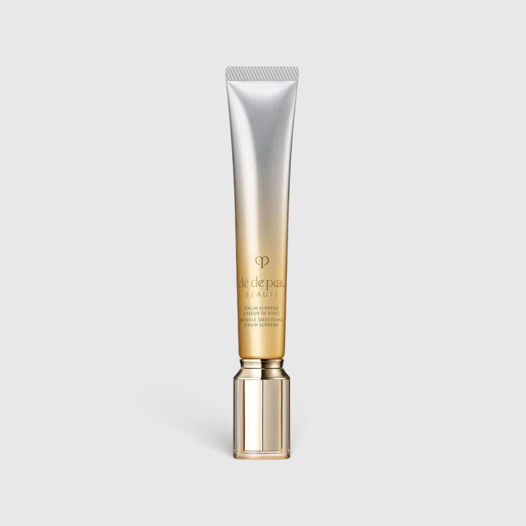 Shop Rescue Spa Wrinkle Smoothing Serum Supreme in a sleek gold and silver airtight tube for anti-aging skincare.