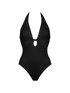 Front-facing product photo of Eres Harmony Loop One Piece Swimsuit in Noir on a clean background, showing full swimsuit silhouette.