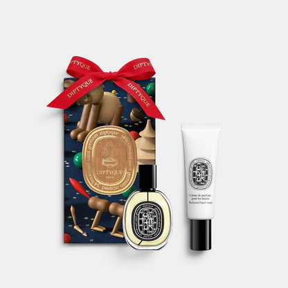 Shop Rescue Spa Orphéon fragrance set with perfume and hand cream in a festive winter forest gift box with red ribbon