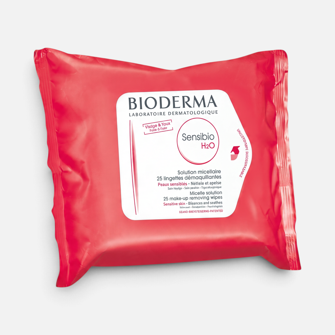 Shop Rescue Spa Bioderma Sensibio H2O micellar cleansing wipes for sensitive skin in a red 25-count pack